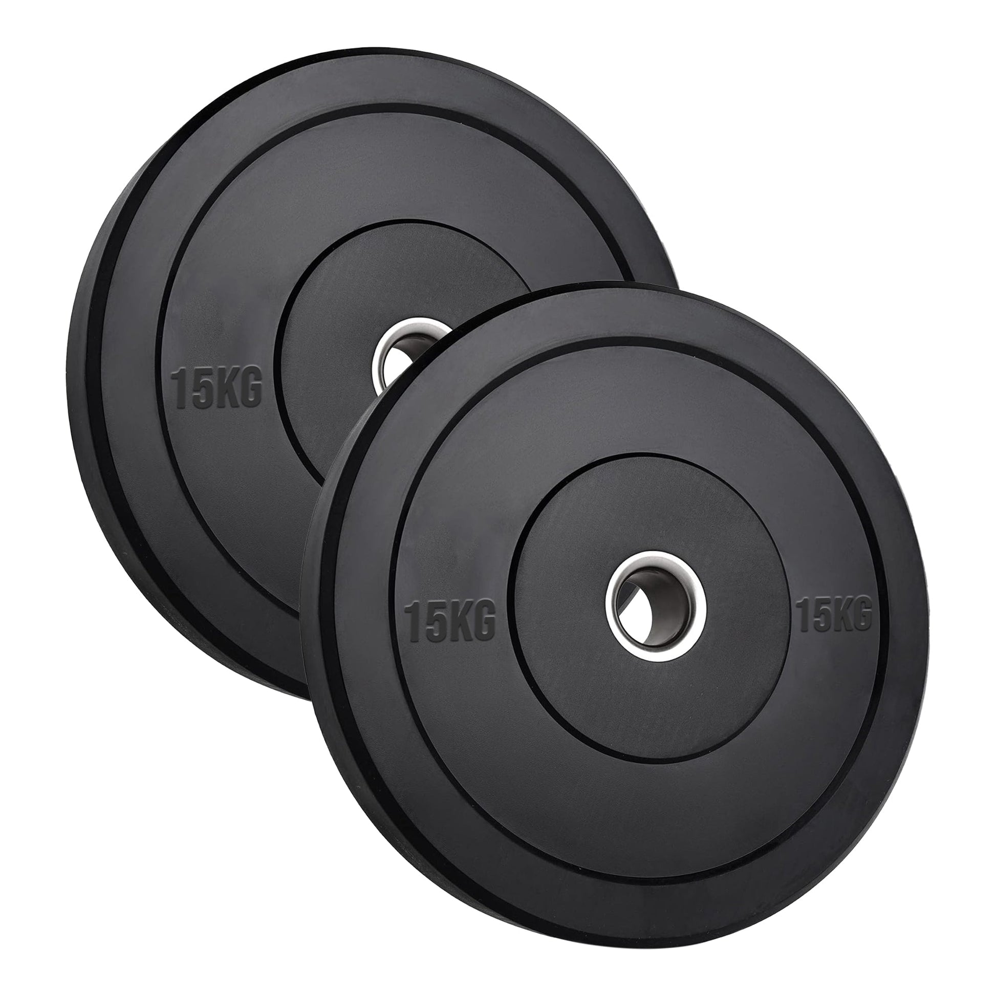 Heavy Duty Olympic Bumper Plates - Rubber Coated Weight Discs - Optional Barbells & Clips - Strength Training in Home Gyms or Garage Setups