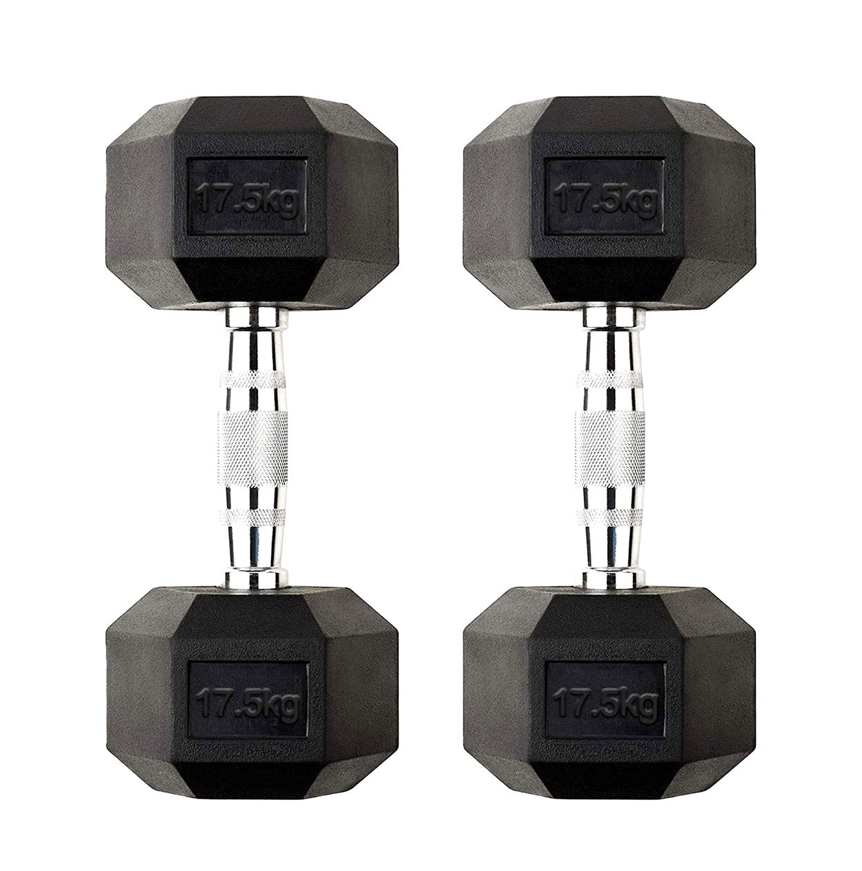 Hex Dumbbells Pairs & Sets (2.5kg–60kg) – Rubber-Coated, Anti-Roll, Knurled Steel Grip – Strength Training Weights for Home Gym or Studio