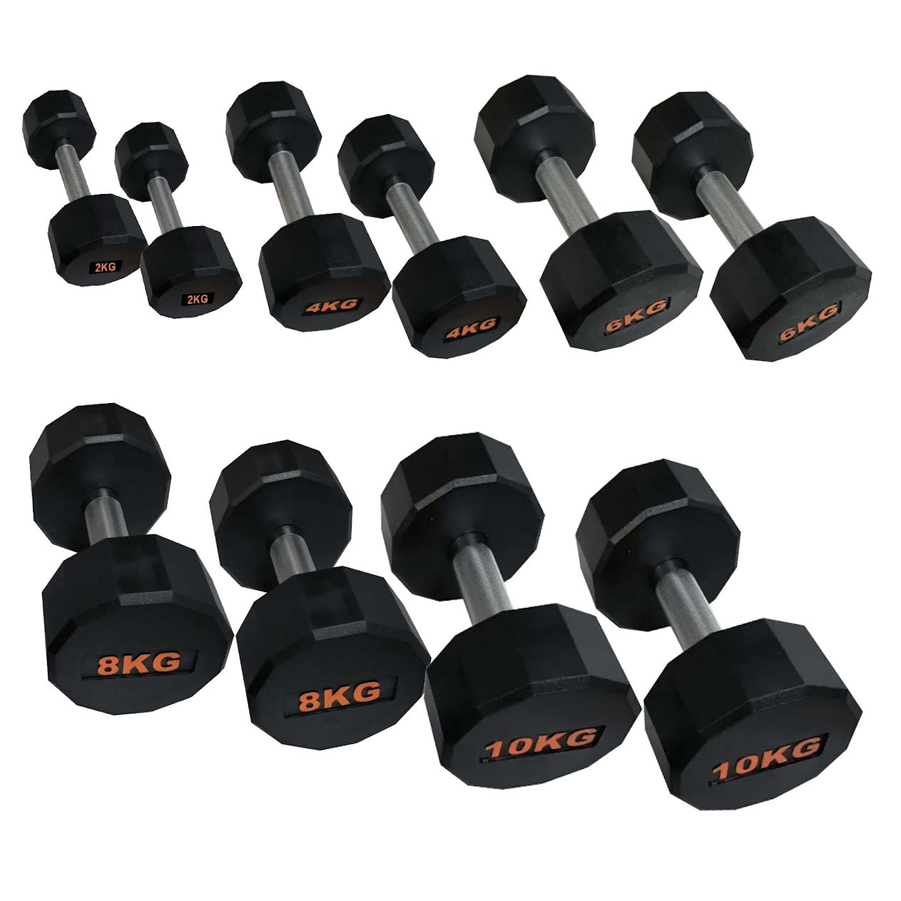 Hex Dumbbells with Rubber Coating, Anti-Roll Design, Knurled Grip for Strength Training – Space-Saving Free Weights for Home Gym and Studio Use
