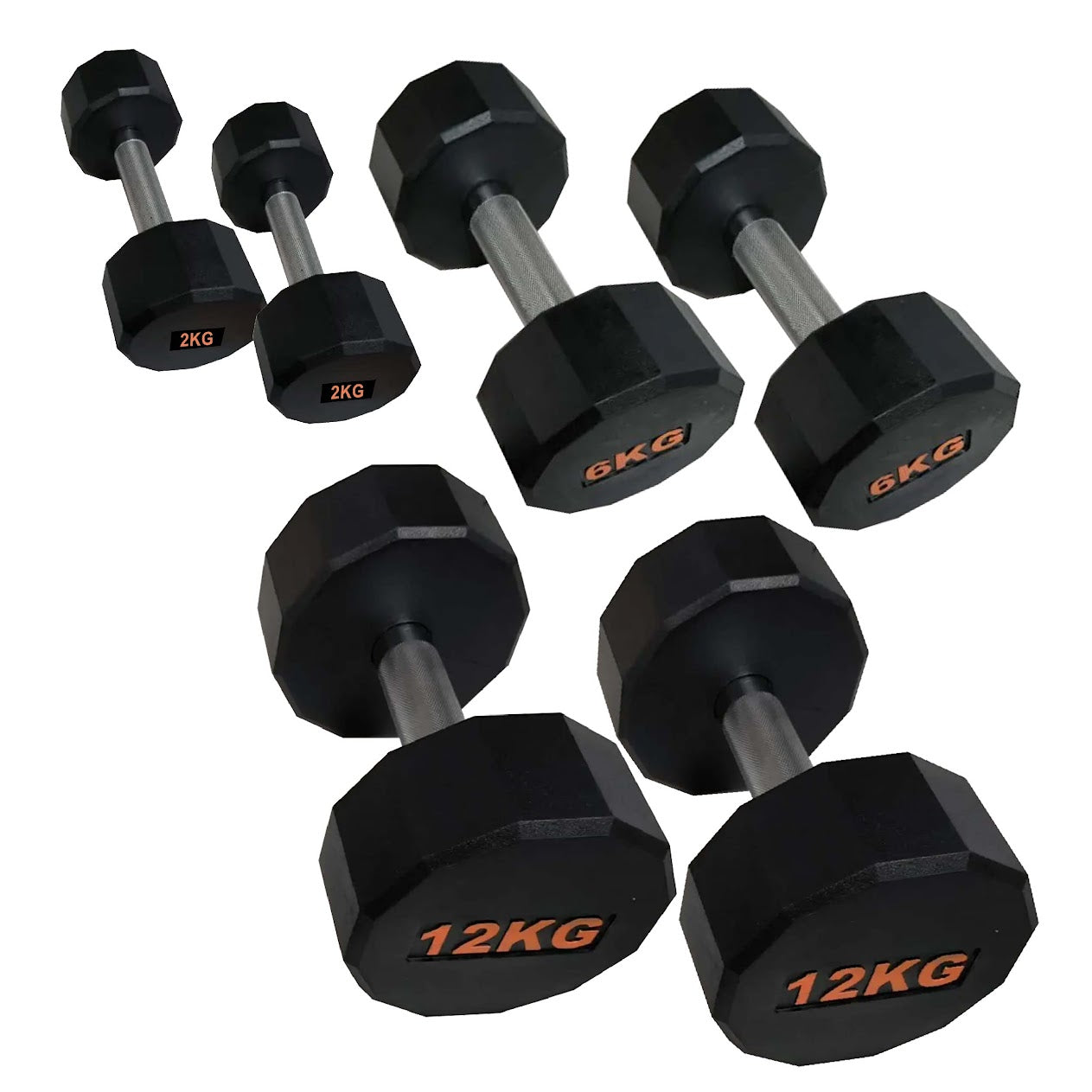 Hex Dumbbells with Rubber Coating, Anti-Roll Design, Knurled Grip for Strength Training – Space-Saving Free Weights for Home Gym and Studio Use