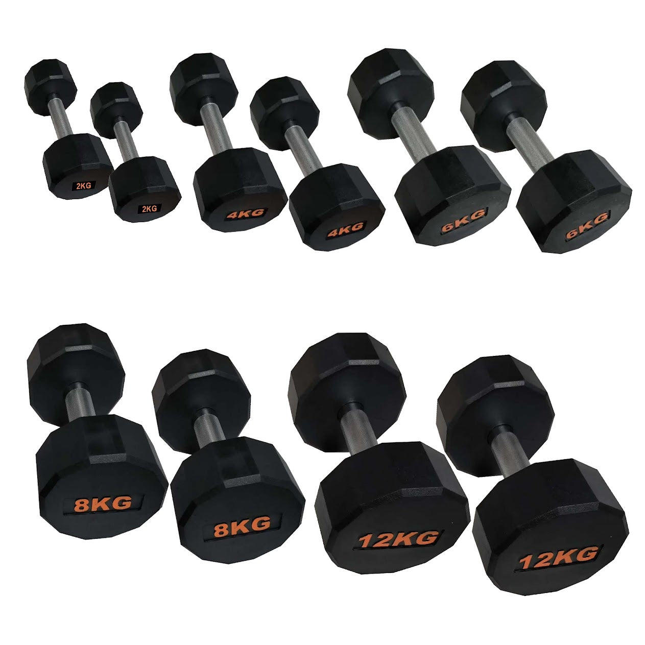 Hex Dumbbells with Rubber Coating, Anti-Roll Design, Knurled Grip for Strength Training – Space-Saving Free Weights for Home Gym and Studio Use