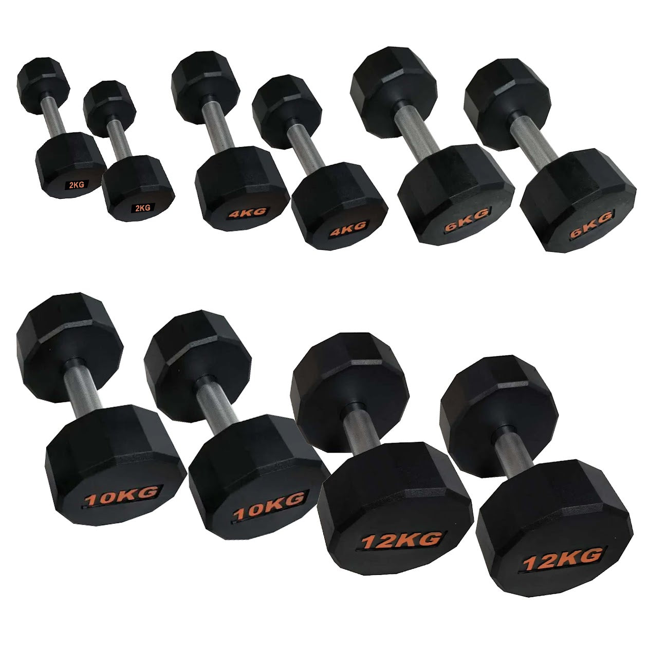 Hex Dumbbells with Rubber Coating, Anti-Roll Design, Knurled Grip for Strength Training – Space-Saving Free Weights for Home Gym and Studio Use
