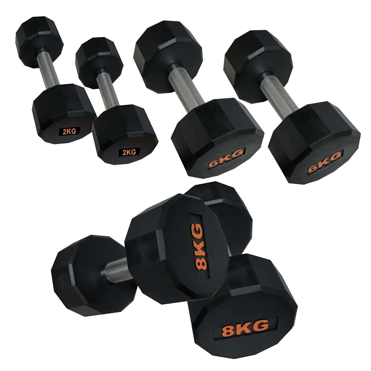 Hex Dumbbells with Rubber Coating, Anti-Roll Design, Knurled Grip for Strength Training – Space-Saving Free Weights for Home Gym and Studio Use