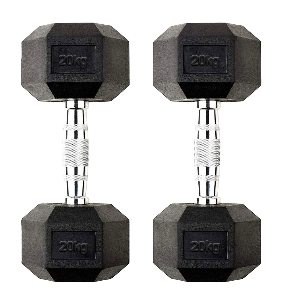 Hex Dumbbells Pairs & Sets (2.5kg–60kg) – Rubber-Coated, Anti-Roll, Knurled Steel Grip – Strength Training Weights for Home Gym or Studio