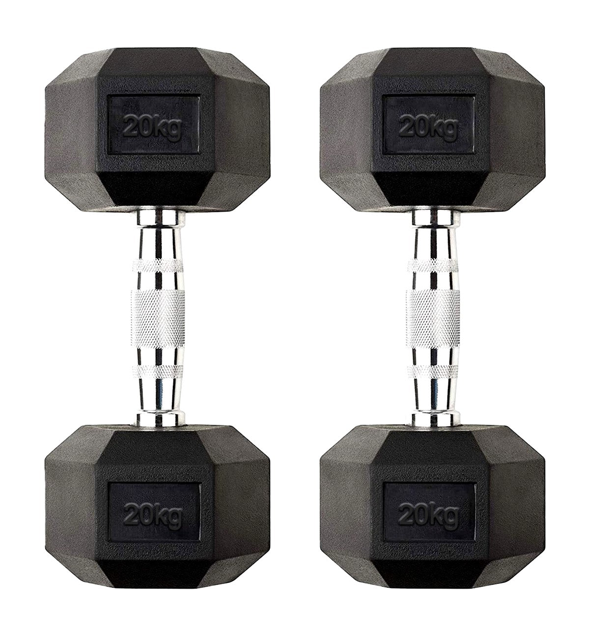 Hex Dumbbells Pairs & Sets (2.5kg–60kg) – Rubber-Coated, Anti-Roll, Knurled Steel Grip – Strength Training Weights for Home Gym or Studio
