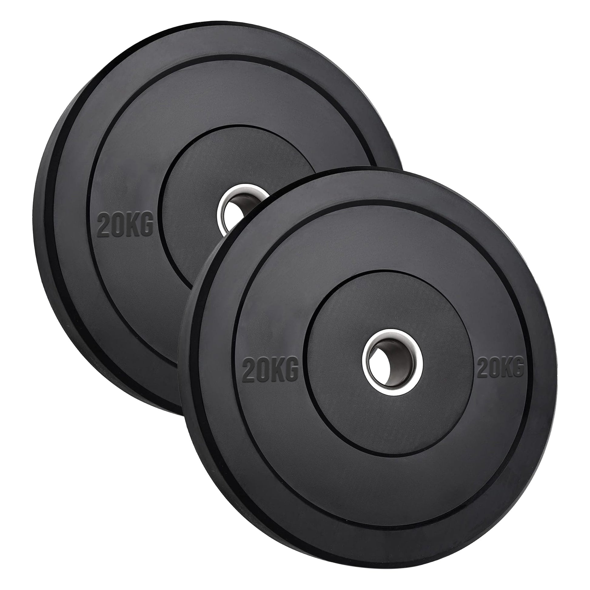 Heavy Duty Olympic Bumper Plates - Rubber Coated Weight Discs - Optional Barbells & Clips - Strength Training in Home Gyms or Garage Setups
