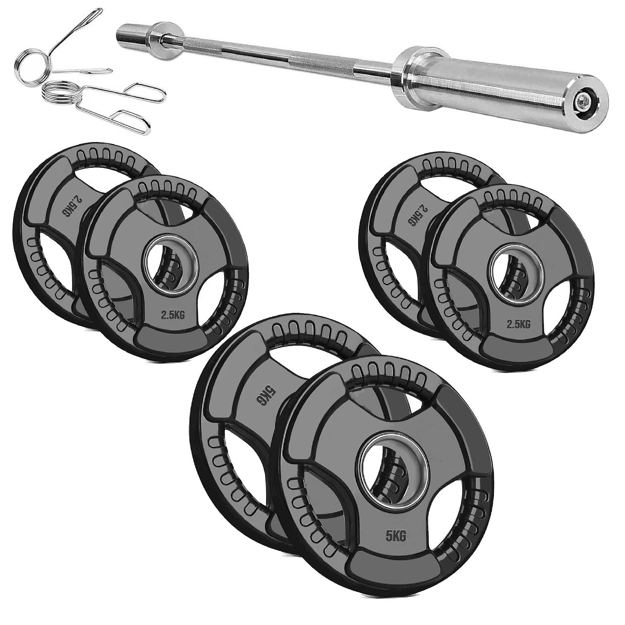 Rubber Coated Tri-Grip Weight Plate – 2” Olympic Cast Iron Plate for Barbell, Dumbbell, Deadlifts & Home Strength Training – Ideal for Home Gym Use
