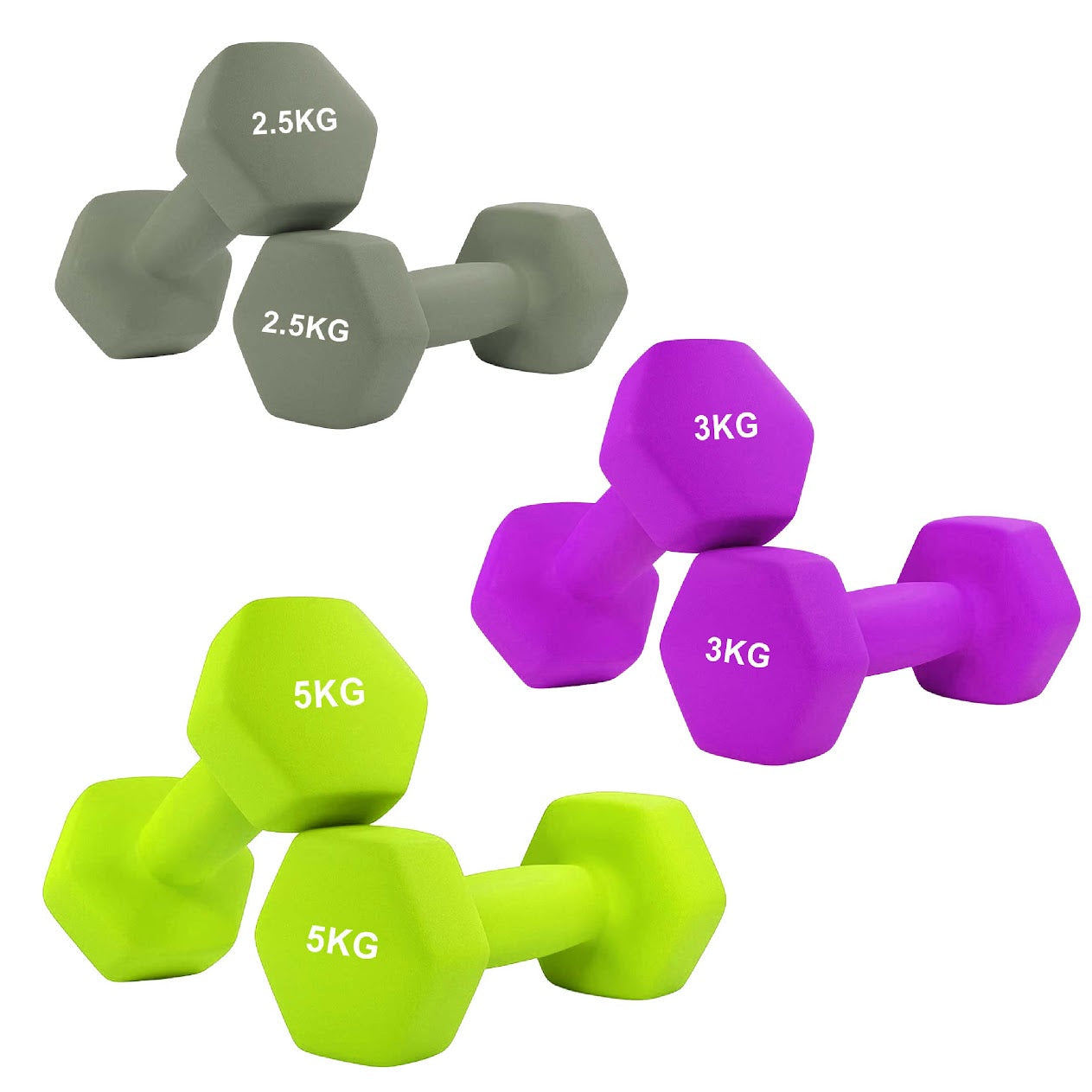Non‑Slip Neoprene Hex Dumbbells – Anti‑Roll Free Weights for Strength Training, Toning, and Safe Storage in Compact Home Gym Spaces