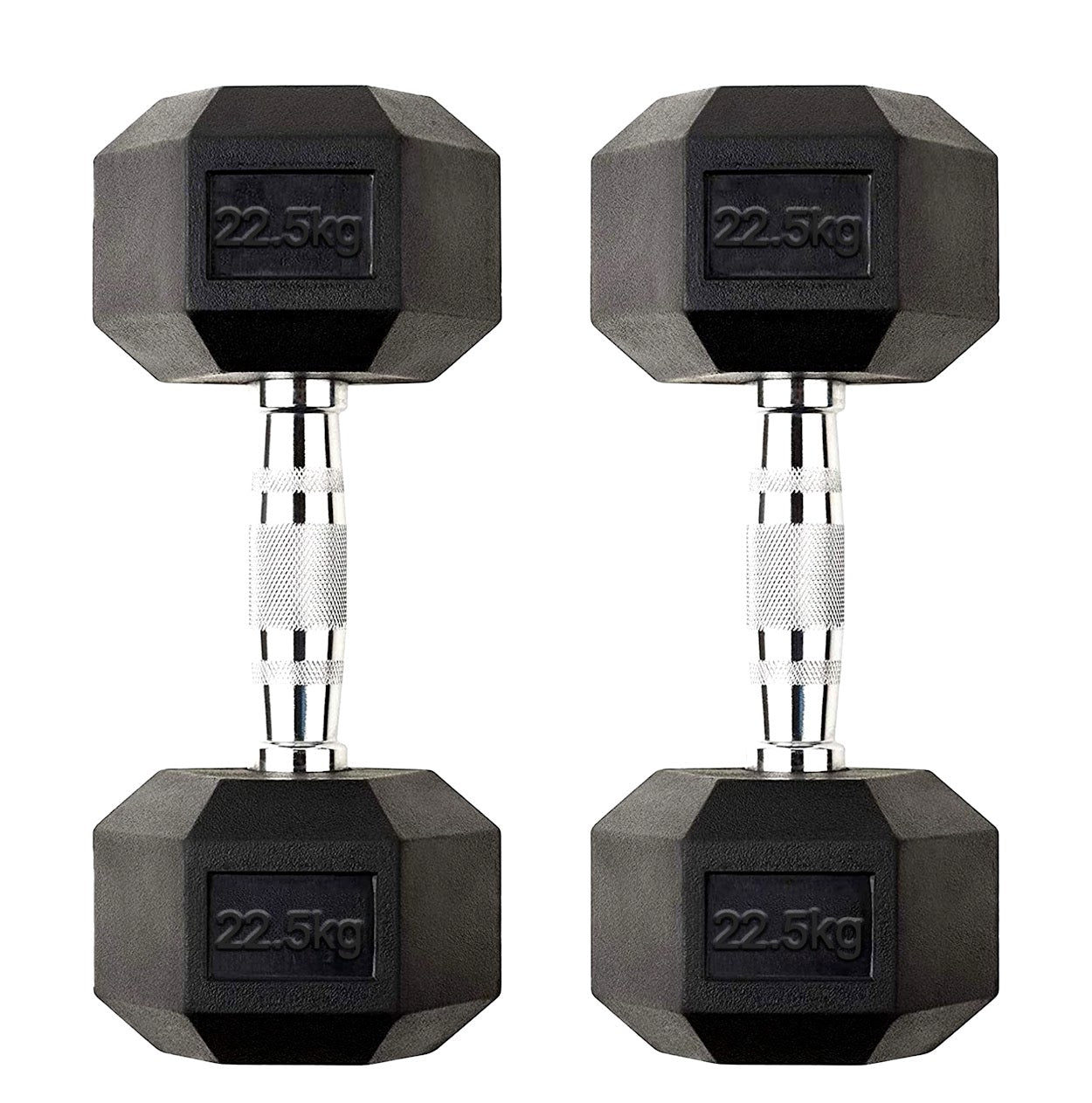 Hex Dumbbells Pairs & Sets (2.5kg–60kg) – Rubber-Coated, Anti-Roll, Knurled Steel Grip – Strength Training Weights for Home Gym or Studio