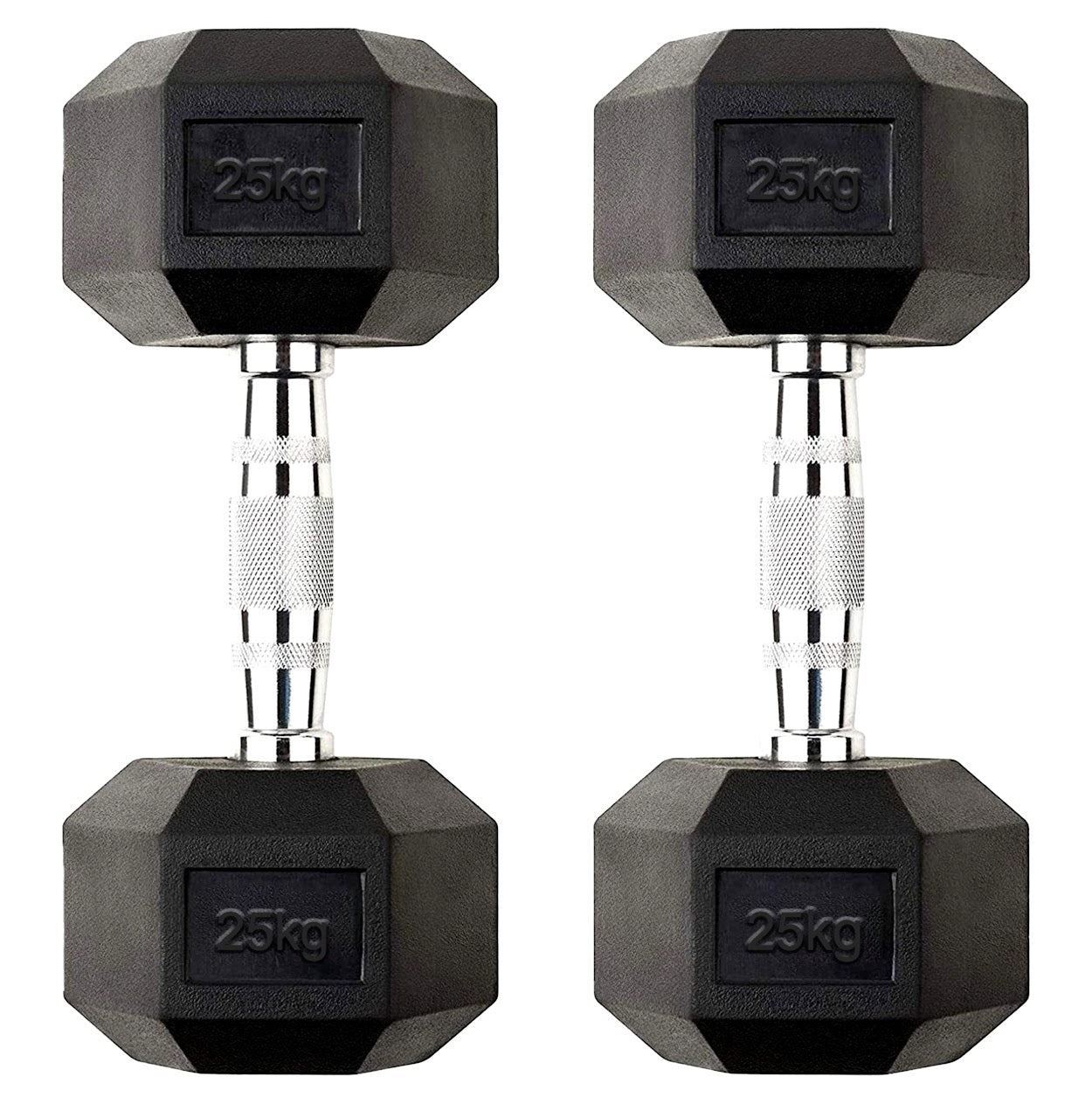 Hex Dumbbells Pairs & Sets (2.5kg–60kg) – Rubber-Coated, Anti-Roll, Knurled Steel Grip – Strength Training Weights for Home Gym or Studio