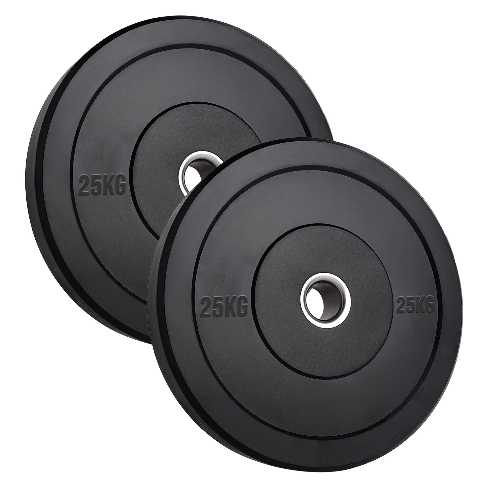 Heavy Duty Olympic Bumper Plates - Rubber Coated Weight Discs - Optional Barbells & Clips - Strength Training in Home Gyms or Garage Setups