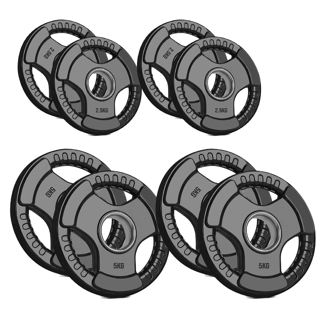 Rubber Coated Tri-Grip Weight Plate – 2” Olympic Cast Iron Plate for Barbell, Dumbbell, Deadlifts & Home Strength Training – Ideal for Home Gym Use