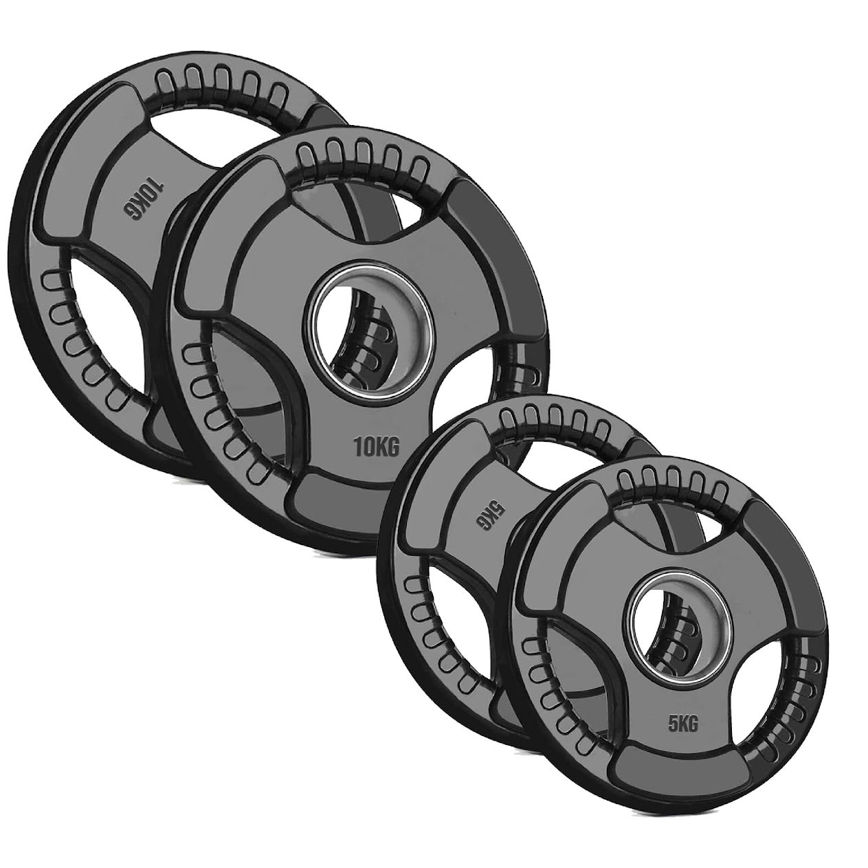 Rubber Coated Tri-Grip Weight Plate – 2” Olympic Cast Iron Plate for Barbell, Dumbbell, Deadlifts & Home Strength Training – Ideal for Home Gym Use