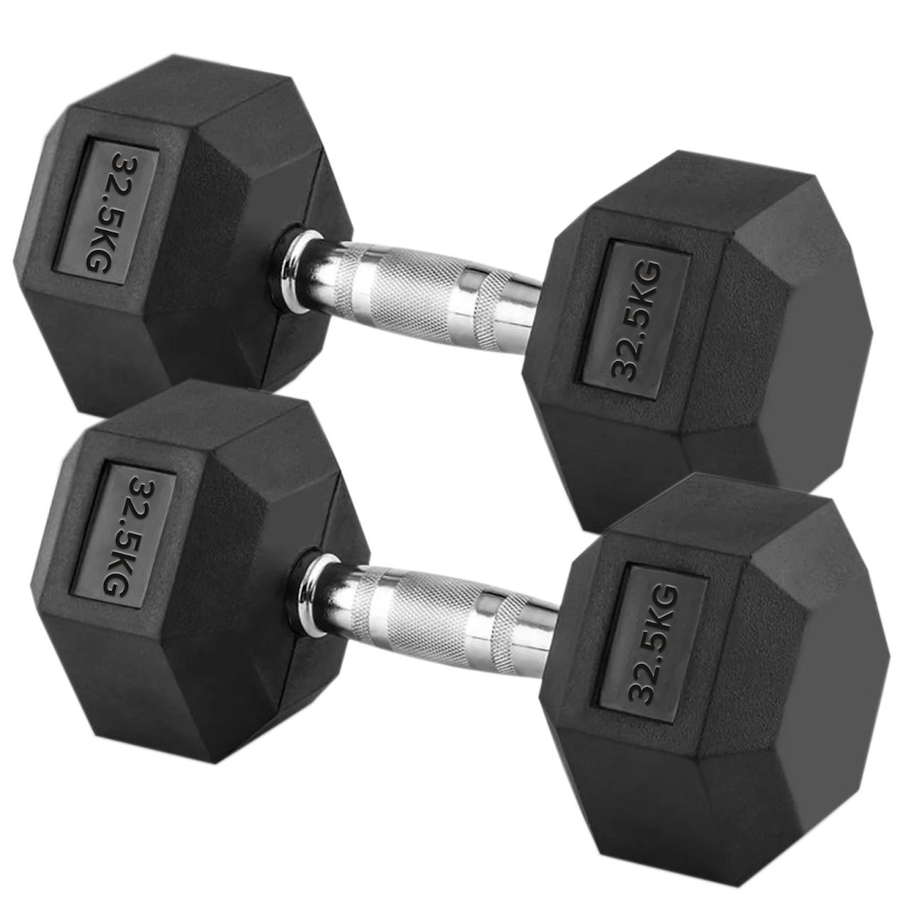 Hex Dumbbells Pairs & Sets (2.5kg–60kg) – Rubber-Coated, Anti-Roll, Knurled Steel Grip – Strength Training Weights for Home Gym or Studio