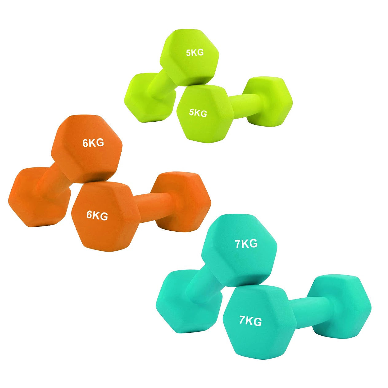Non‑Slip Neoprene Hex Dumbbells – Anti‑Roll Free Weights for Strength Training, Toning, and Safe Storage in Compact Home Gym Spaces