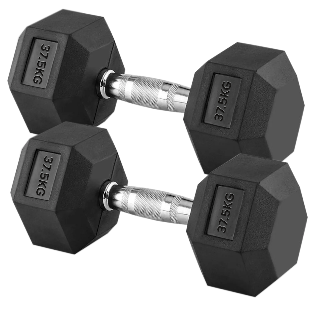 Hex Dumbbells Pairs & Sets (2.5kg–60kg) – Rubber-Coated, Anti-Roll, Knurled Steel Grip – Strength Training Weights for Home Gym or Studio