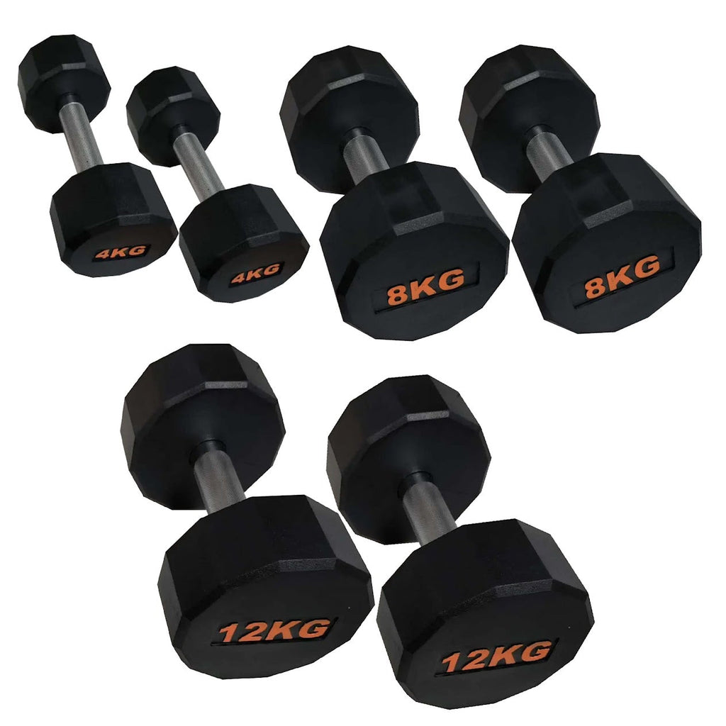 Hex Dumbbells with Rubber Coating, Anti-Roll Design, Knurled Grip for Strength Training – Space-Saving Free Weights for Home Gym and Studio Use