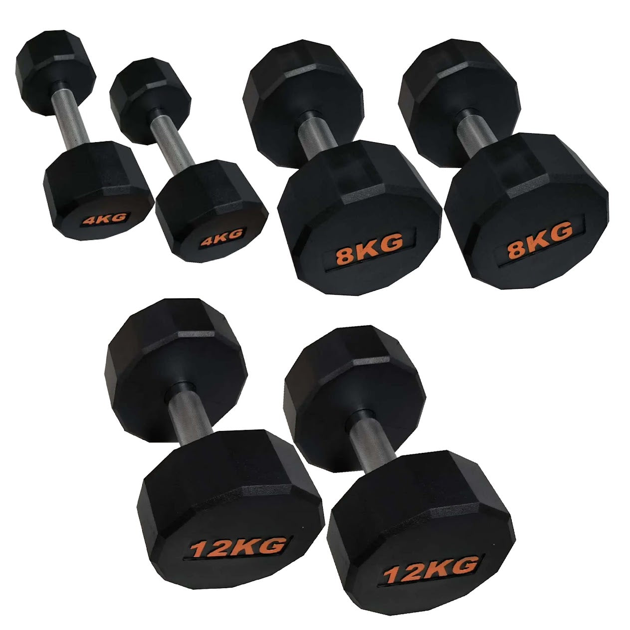 Hex Dumbbells with Rubber Coating, Anti-Roll Design, Knurled Grip for Strength Training – Space-Saving Free Weights for Home Gym and Studio Use