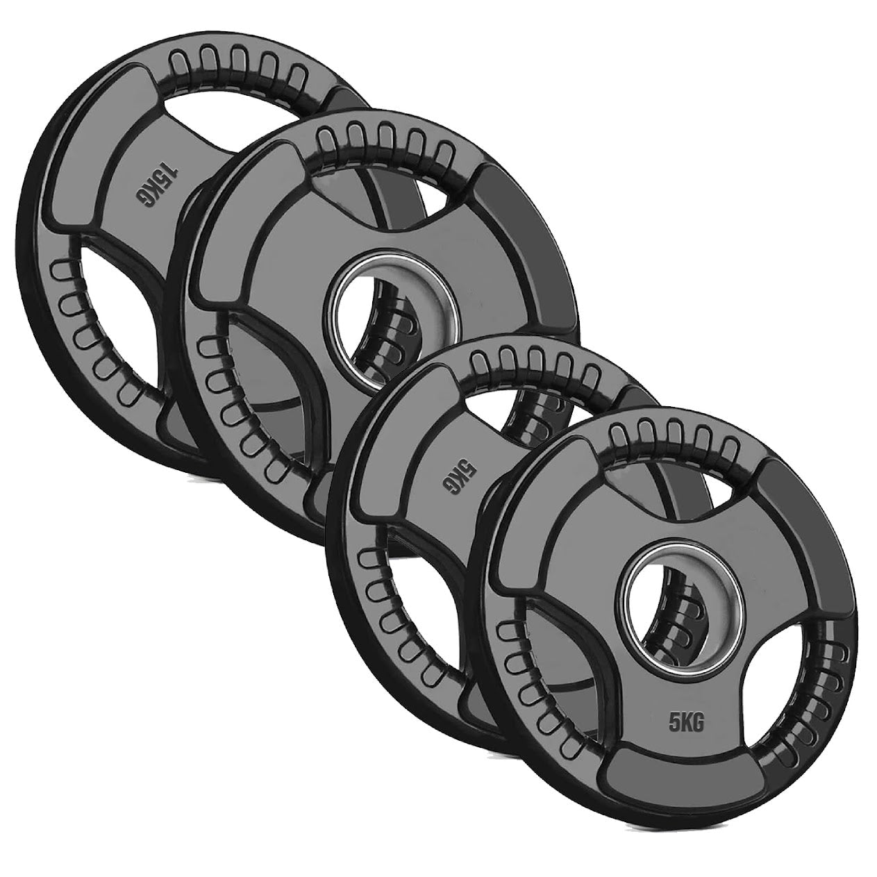Rubber Coated Tri-Grip Weight Plate – 2” Olympic Cast Iron Plate for Barbell, Dumbbell, Deadlifts & Home Strength Training – Ideal for Home Gym Use