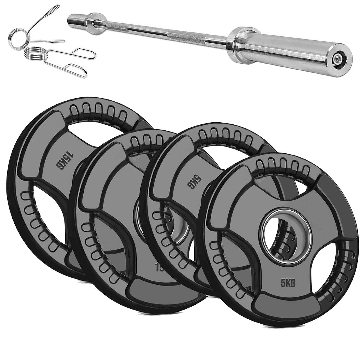 Rubber Coated Tri-Grip Weight Plate – 2” Olympic Cast Iron Plate for Barbell, Dumbbell, Deadlifts & Home Strength Training – Ideal for Home Gym Use