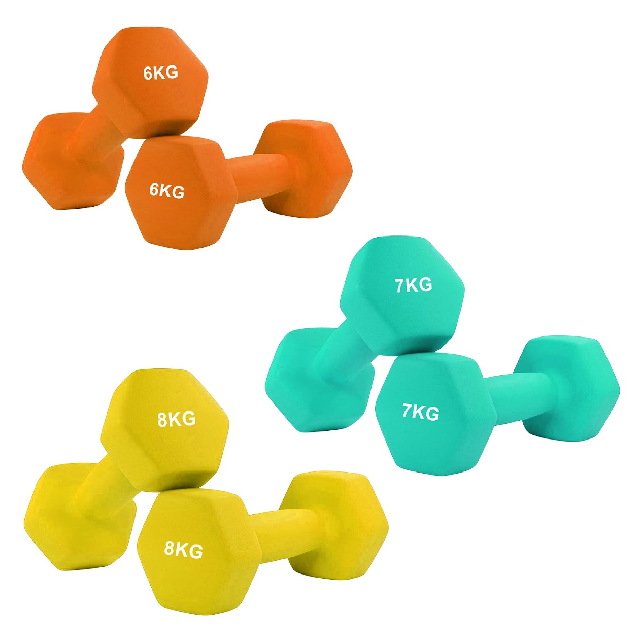 Non‑Slip Neoprene Hex Dumbbells – Anti‑Roll Free Weights for Strength Training, Toning, and Safe Storage in Compact Home Gym Spaces
