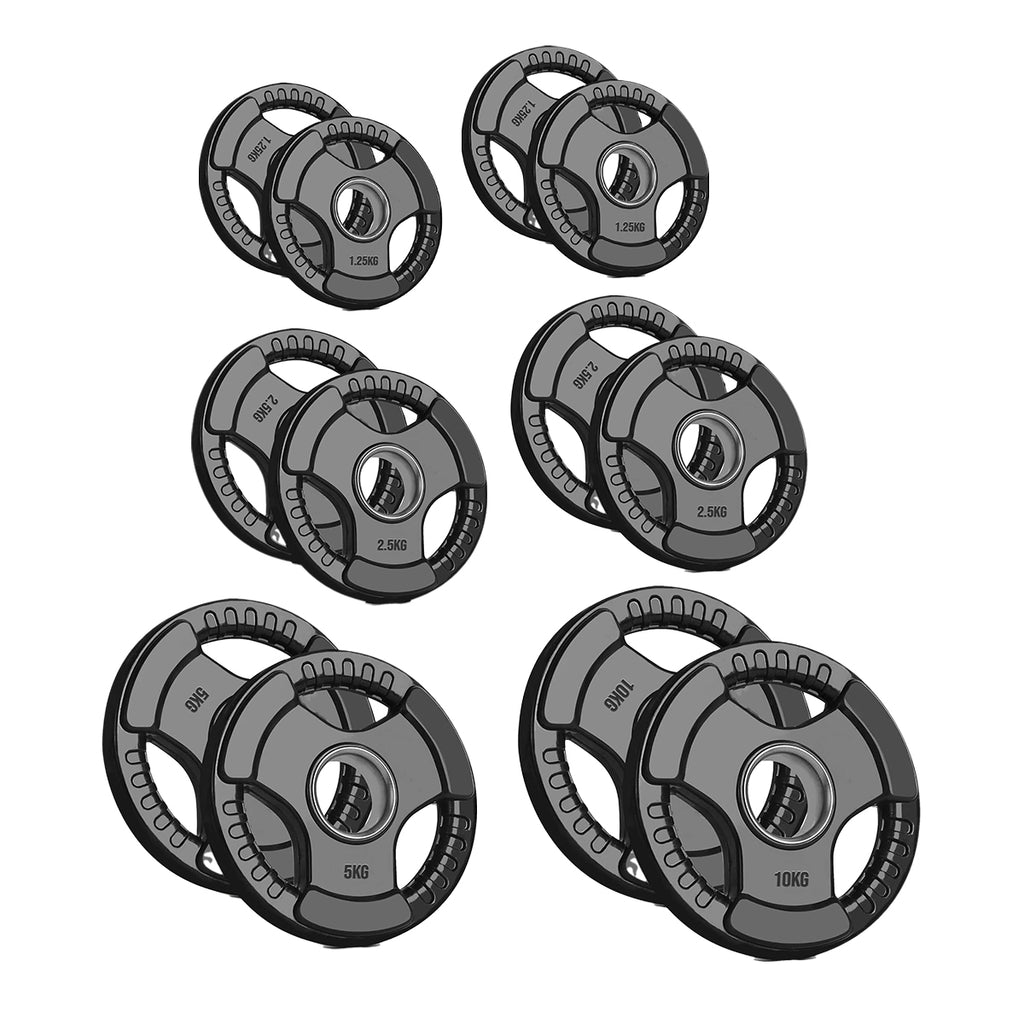 Rubber Coated Tri-Grip Weight Plate – 2” Olympic Cast Iron Plate for Barbell, Dumbbell, Deadlifts & Home Strength Training – Ideal for Home Gym Use