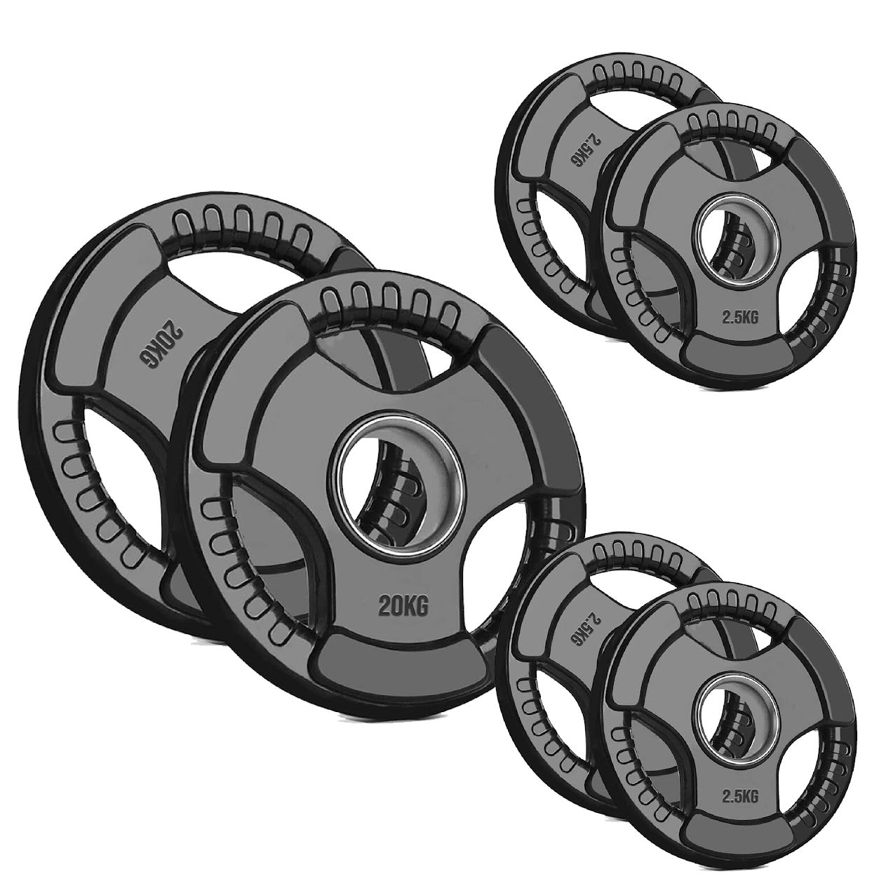 Rubber Coated Tri-Grip Weight Plate – 2” Olympic Cast Iron Plate for Barbell, Dumbbell, Deadlifts & Home Strength Training – Ideal for Home Gym Use