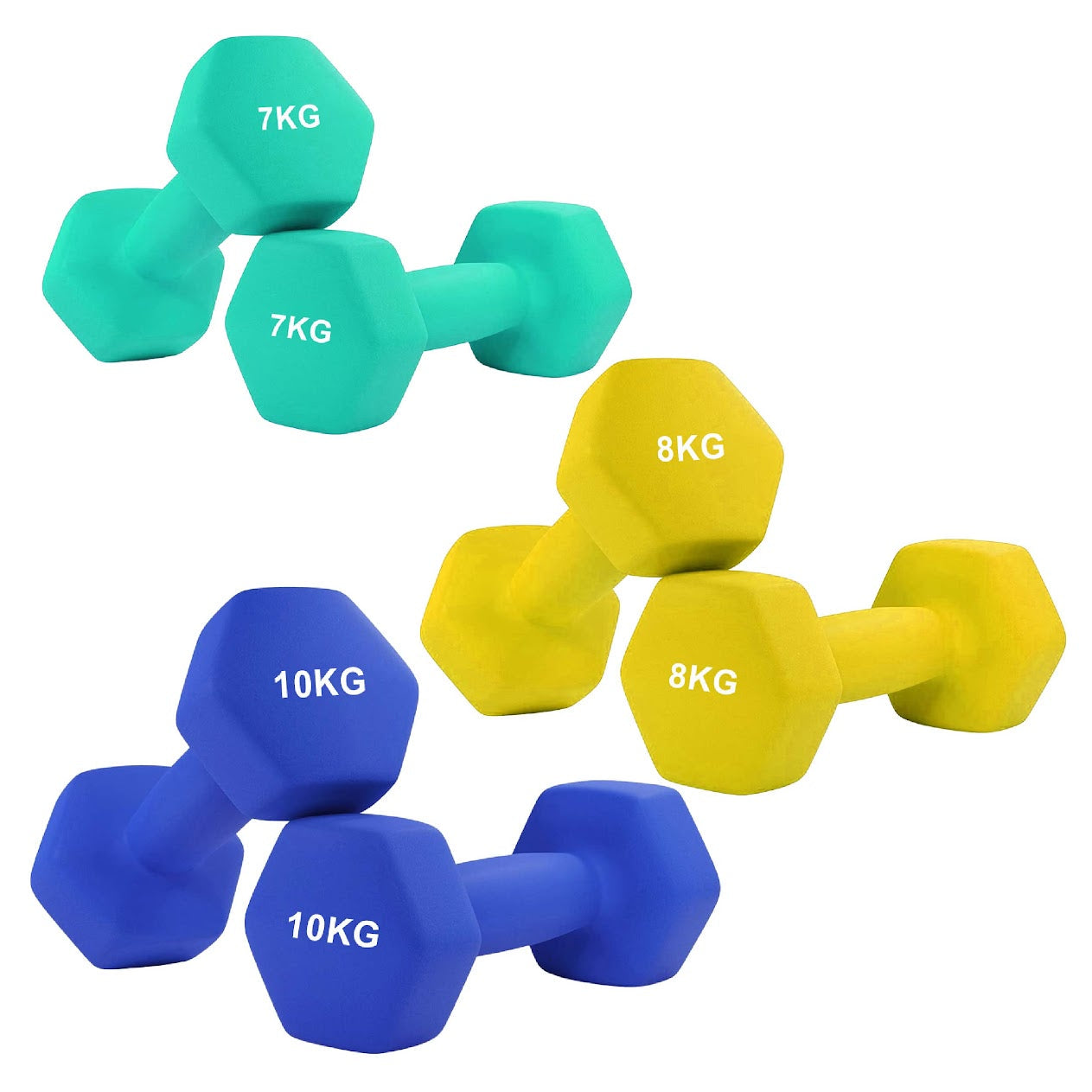 Non‑Slip Neoprene Hex Dumbbells – Anti‑Roll Free Weights for Strength Training, Toning, and Safe Storage in Compact Home Gym Spaces