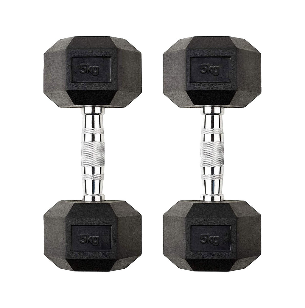 Hex Dumbbells Pairs & Sets (2.5kg–60kg) – Rubber-Coated, Anti-Roll, Knurled Steel Grip – Strength Training Weights for Home Gym or Studio