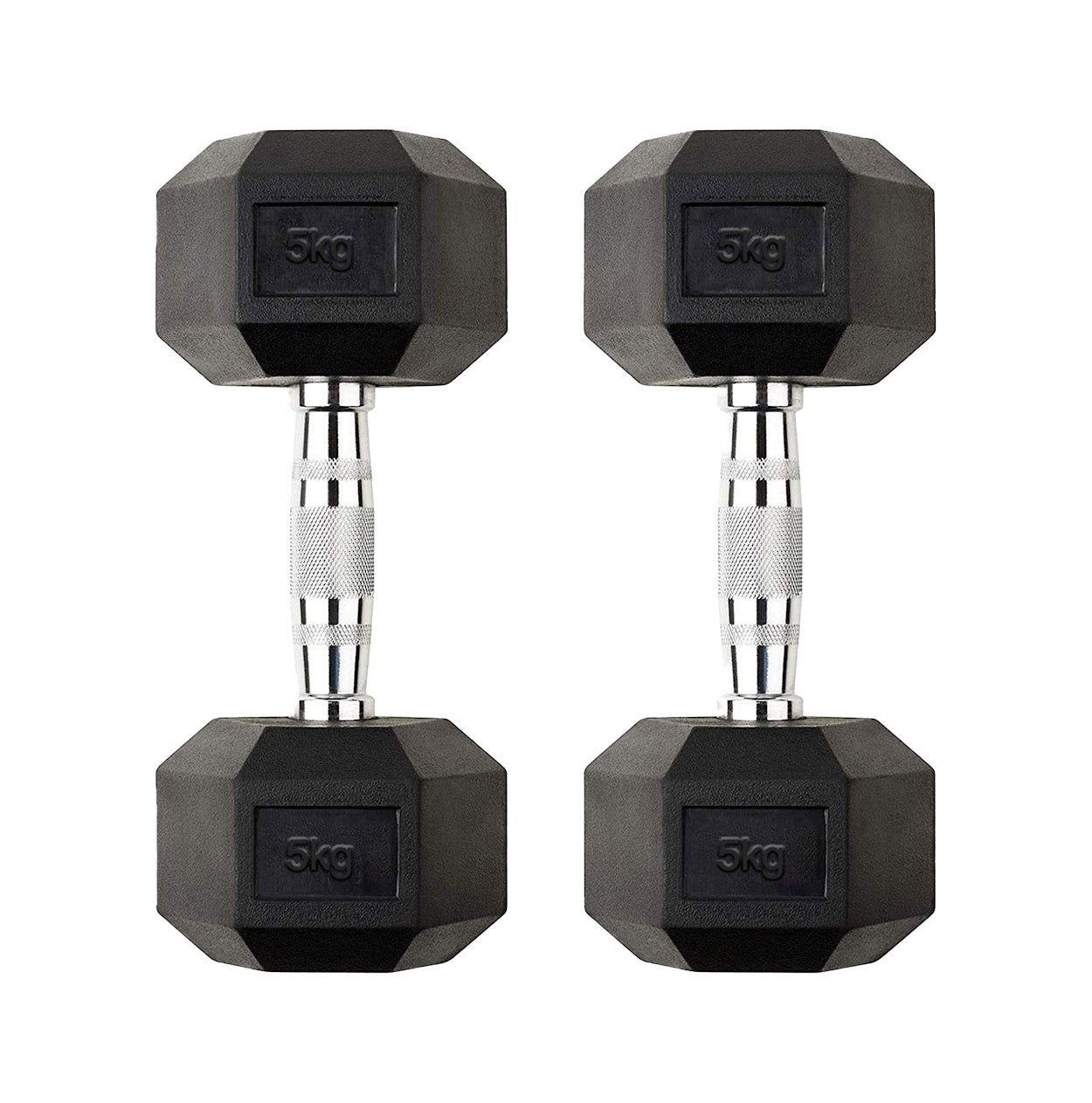 Hex Dumbbells Pairs & Sets (2.5kg–60kg) – Rubber-Coated, Anti-Roll, Knurled Steel Grip – Strength Training Weights for Home Gym or Studio