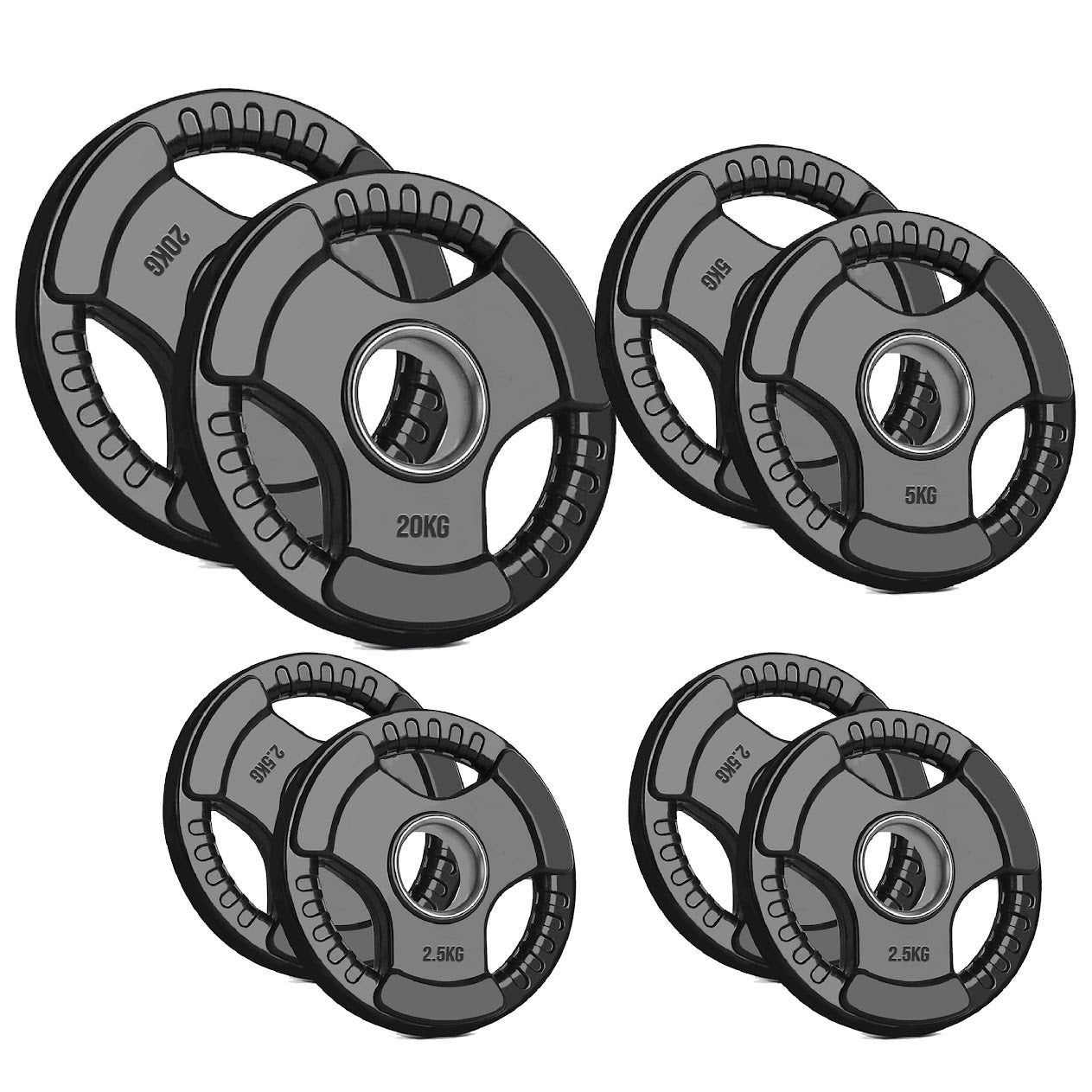 Rubber Coated Tri-Grip Weight Plate – 2” Olympic Cast Iron Plate for Barbell, Dumbbell, Deadlifts & Home Strength Training – Ideal for Home Gym Use