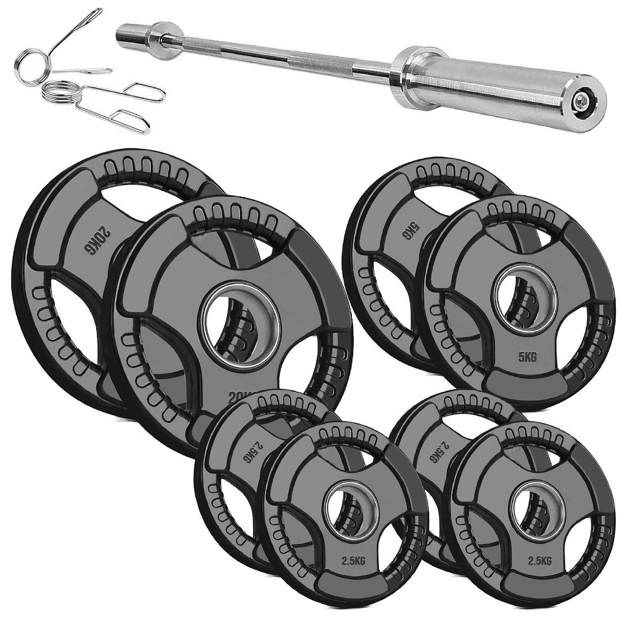 Rubber Coated Tri-Grip Weight Plate – 2” Olympic Cast Iron Plate for Barbell, Dumbbell, Deadlifts & Home Strength Training – Ideal for Home Gym Use