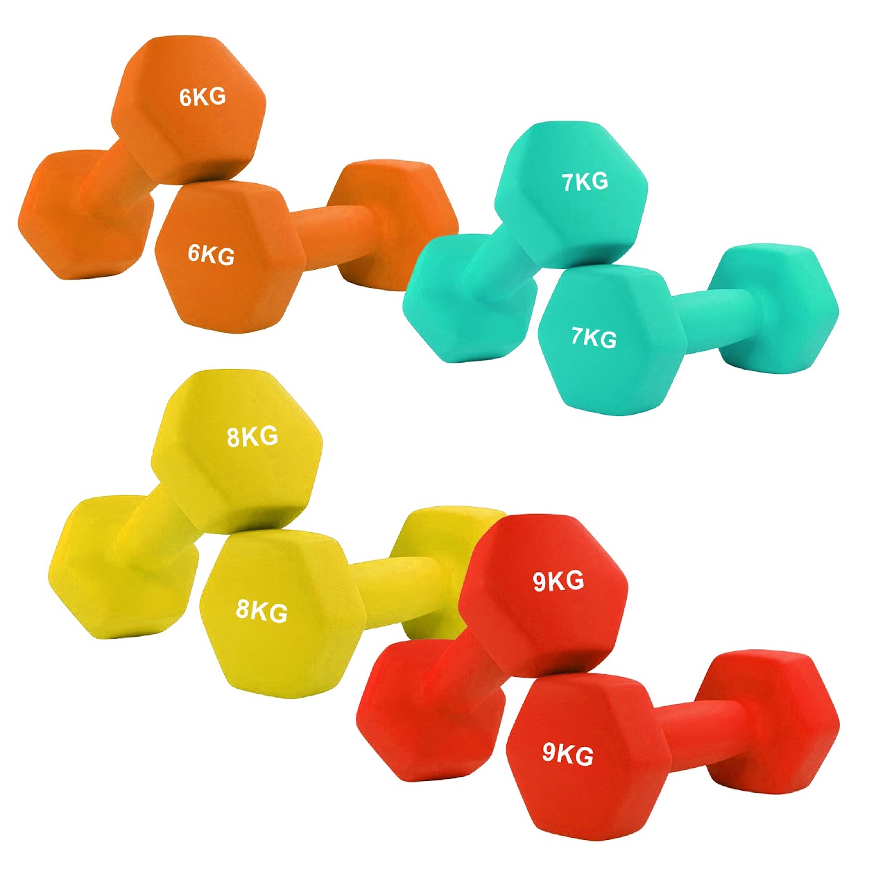 Non‑Slip Neoprene Hex Dumbbells – Anti‑Roll Free Weights for Strength Training, Toning, and Safe Storage in Compact Home Gym Spaces