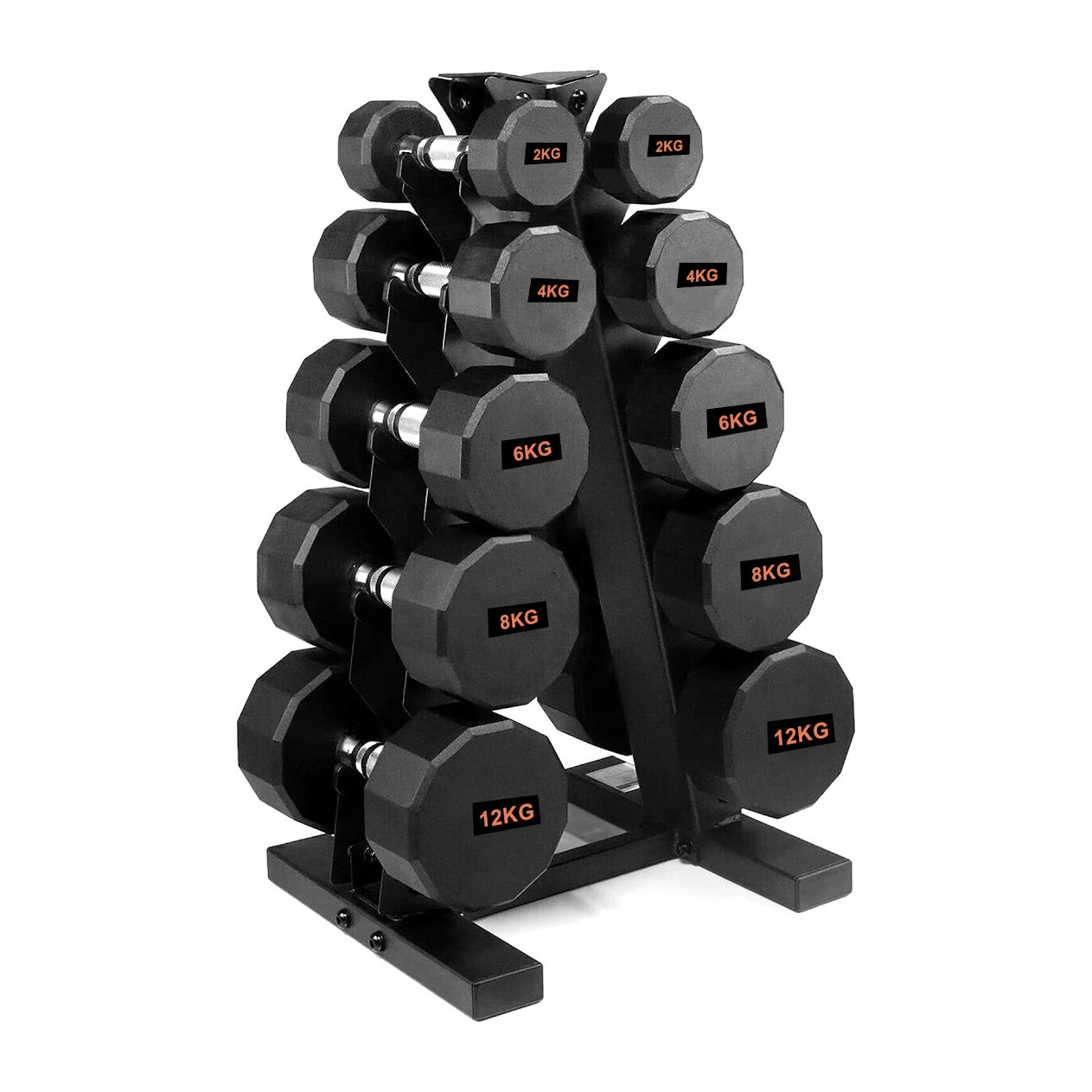 Hex Dumbbells with Rubber Coating, Anti-Roll Design, Knurled Grip for Strength Training – Space-Saving Free Weights for Home Gym and Studio Use