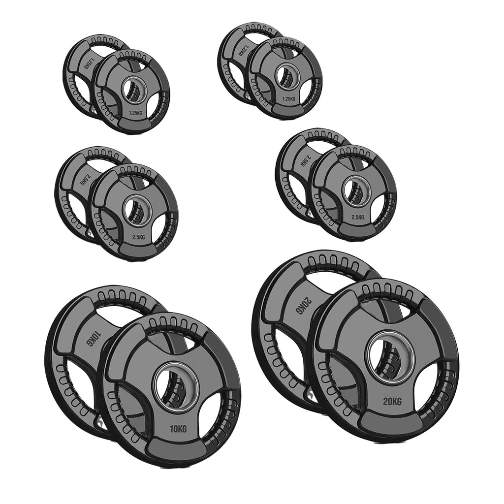 Rubber Coated Tri-Grip Weight Plate – 2” Olympic Cast Iron Plate for Barbell, Dumbbell, Deadlifts & Home Strength Training – Ideal for Home Gym Use