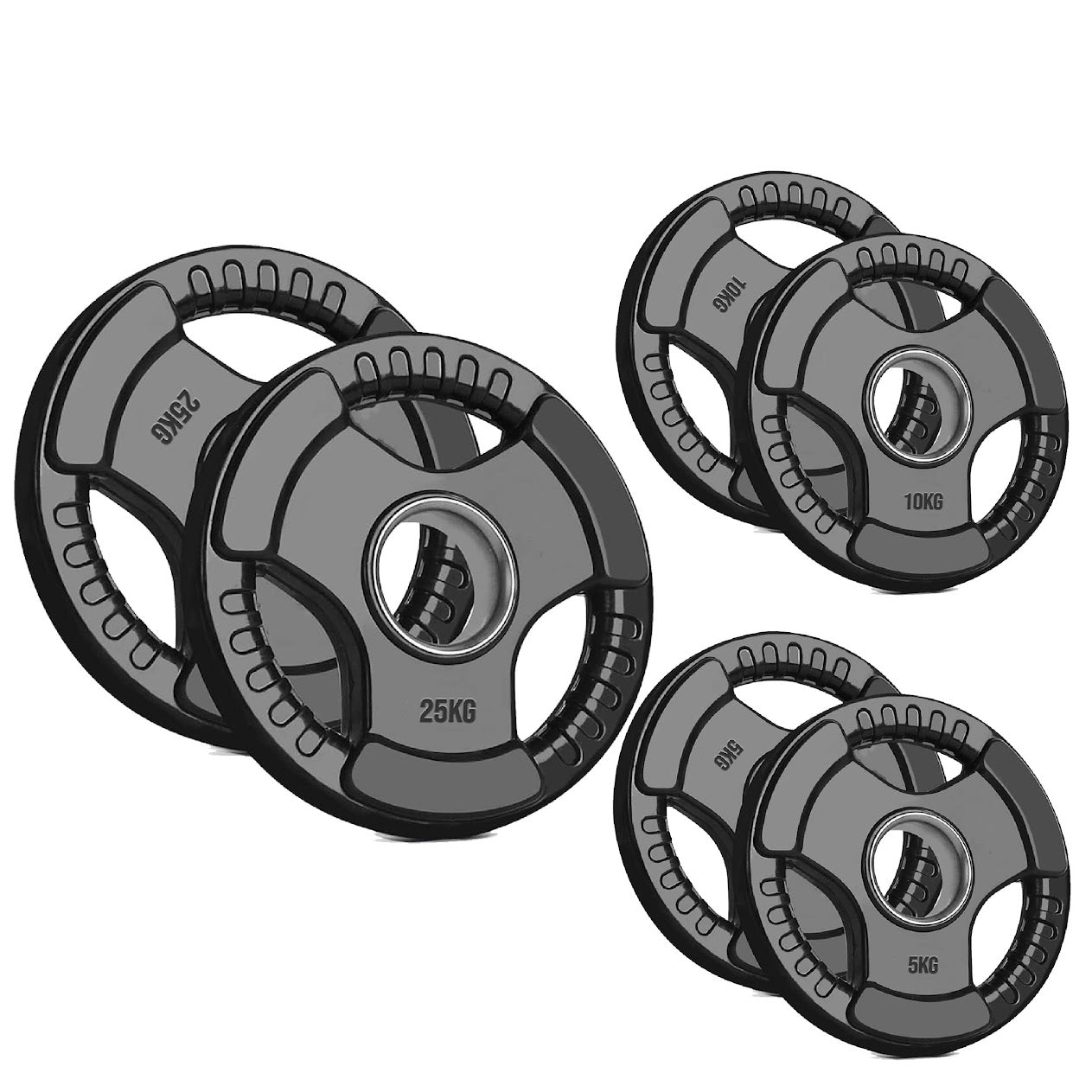 Rubber Coated Tri-Grip Weight Plate – 2” Olympic Cast Iron Plate for Barbell, Dumbbell, Deadlifts & Home Strength Training – Ideal for Home Gym Use