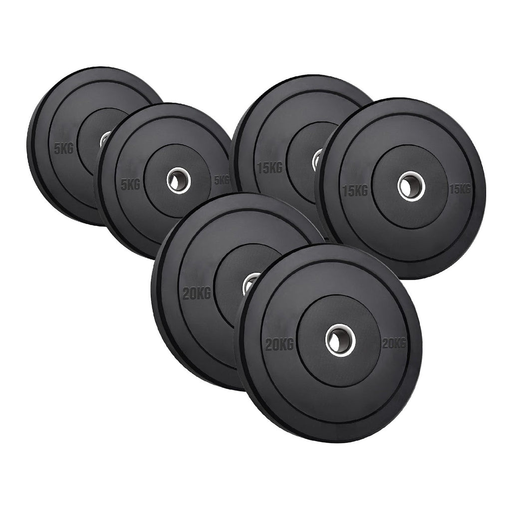 Heavy Duty Olympic Bumper Plates - Rubber Coated Weight Discs - Optional Barbells & Clips - Strength Training in Home Gyms or Garage Setups