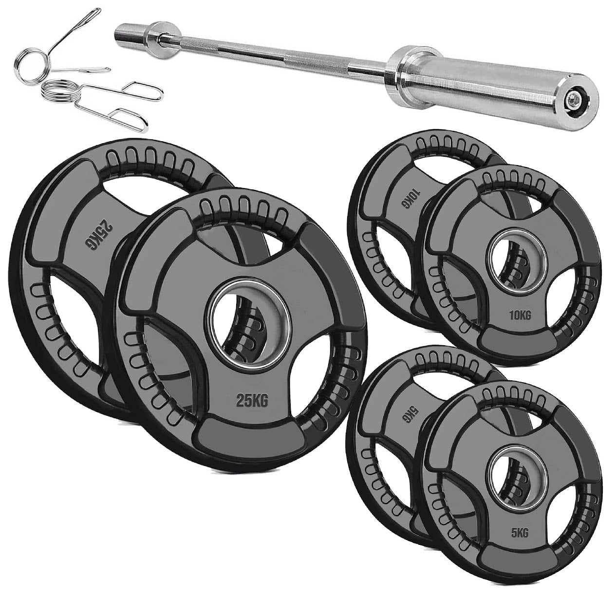 Rubber Coated Tri-Grip Weight Plate – 2” Olympic Cast Iron Plate for Barbell, Dumbbell, Deadlifts & Home Strength Training – Ideal for Home Gym Use