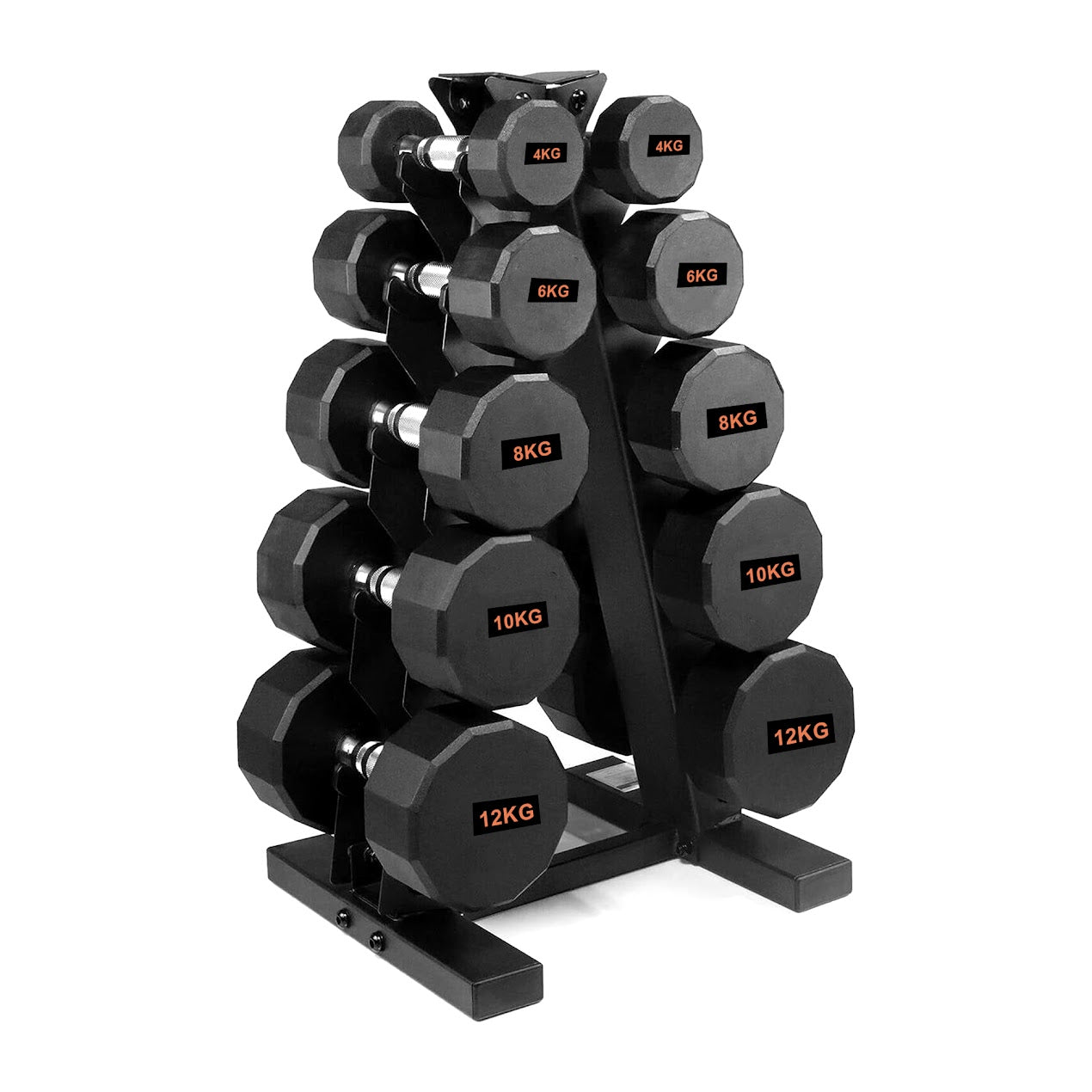 Hex Dumbbells with Rubber Coating, Anti-Roll Design, Knurled Grip for Strength Training – Space-Saving Free Weights for Home Gym and Studio Use