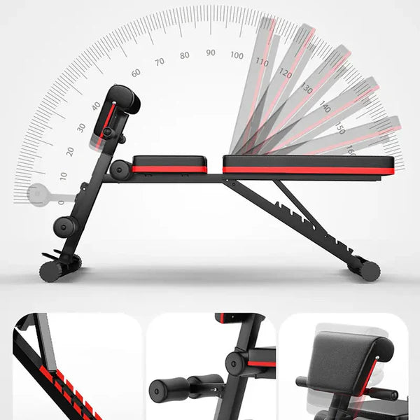 7‑Position Adjustable Weight Bench – Foldable Steel Frame, Quick Lock, Decline/Incline/Flat Angles – 320 kg Capacity – Ideal for Home Gyms
