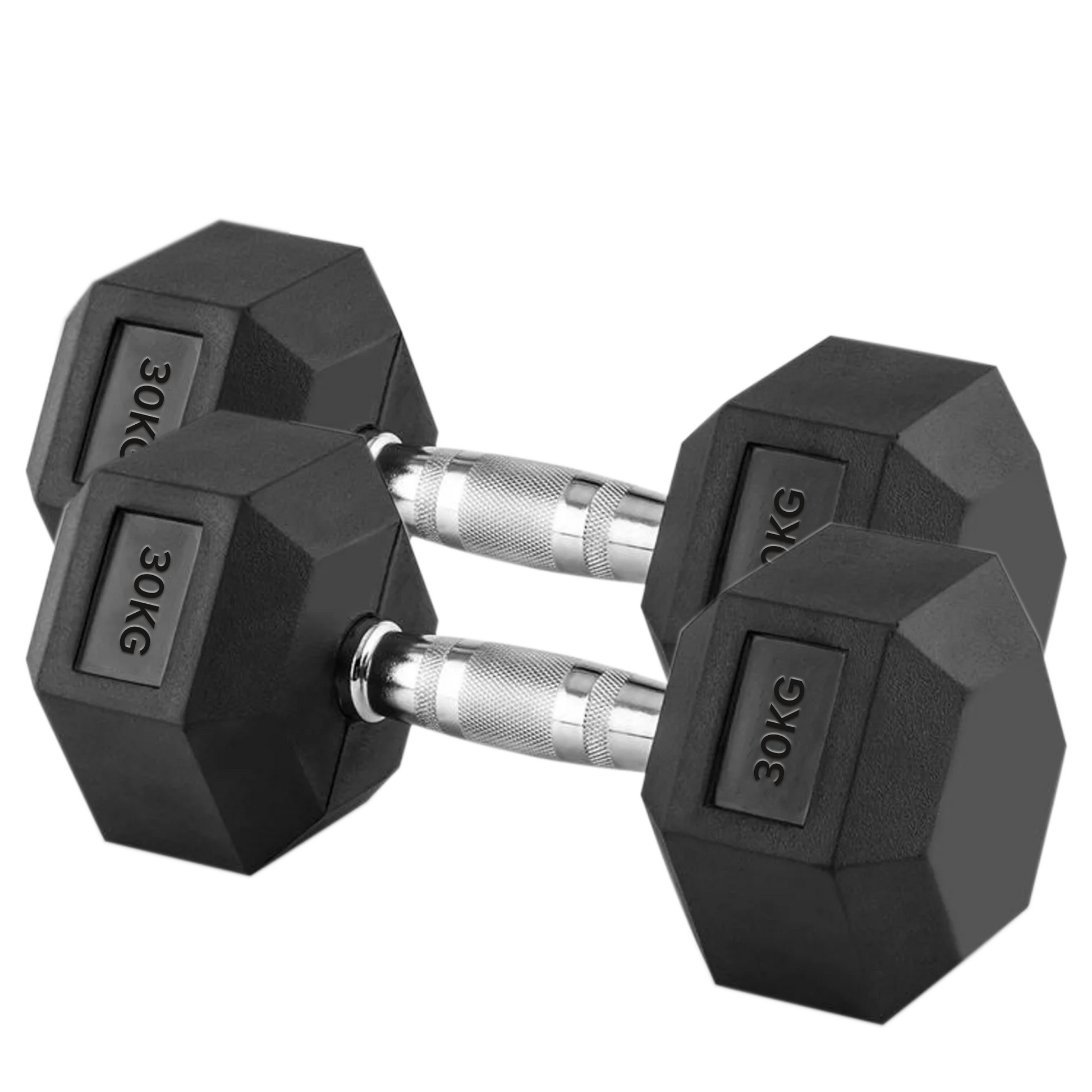 Heavy-Duty Hex 30kg Dumbbell Pair with Rubber-Coated Anti-Roll Heads & Secure Grip – Perfect for Home Gym Strength Training – 2 x 30kg Free Weights UK Set