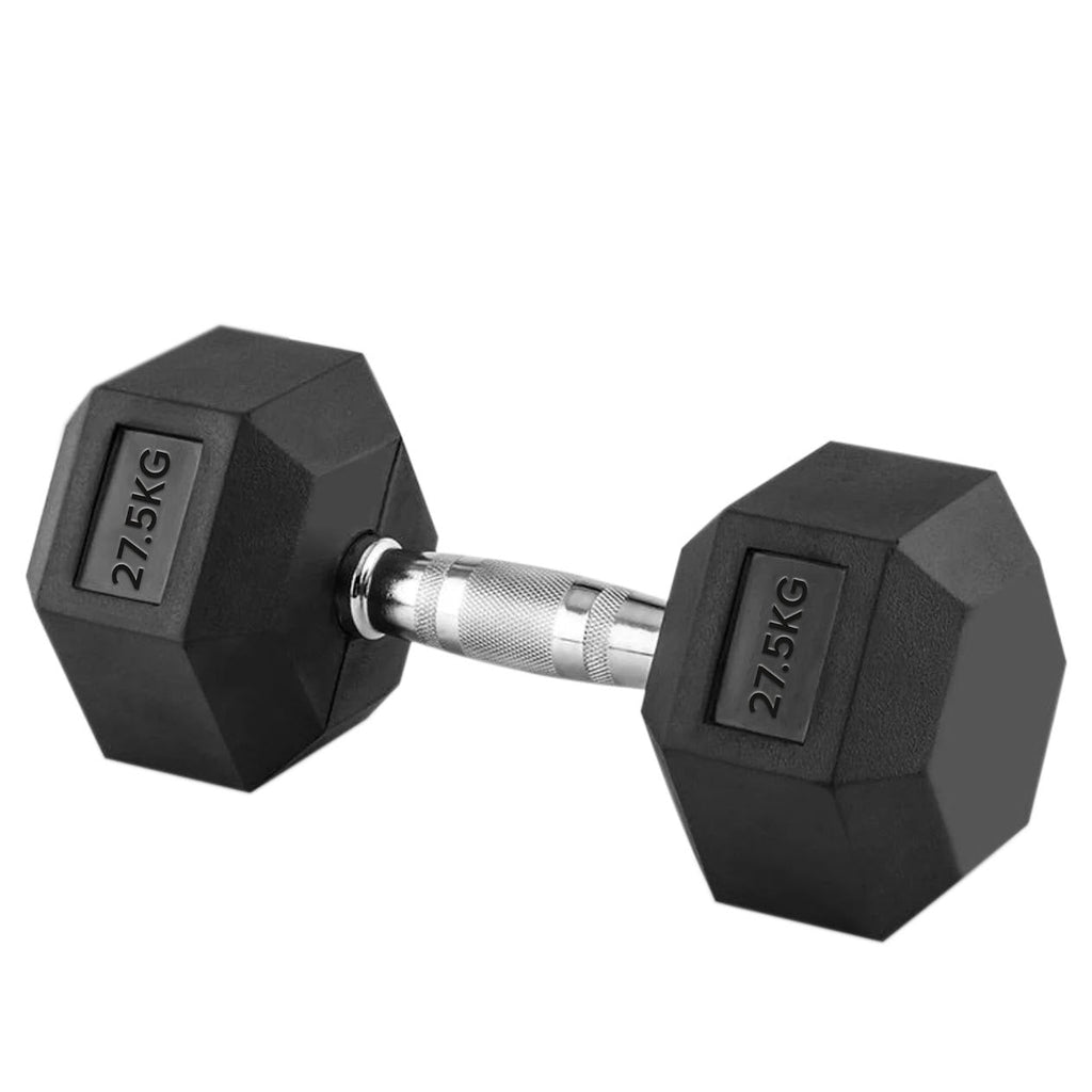 Hex Dumbbells Pairs & Sets (2.5kg–60kg) – Rubber-Coated, Anti-Roll, Knurled Steel Grip – Strength Training Weights for Home Gym or Studio