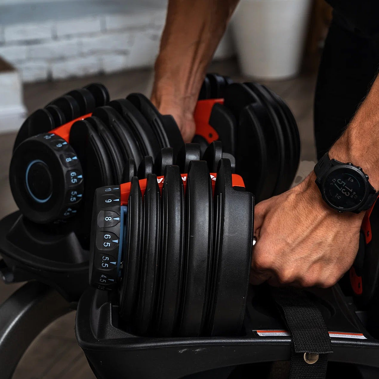 Adjustable Dumbbell Stand - 24kg & 40kg Dumbbells Available - Powder Coated Steel Rack with Dial‑Weight Support & Belt – Space‑Saving Home Gym Equipment for Men & Women