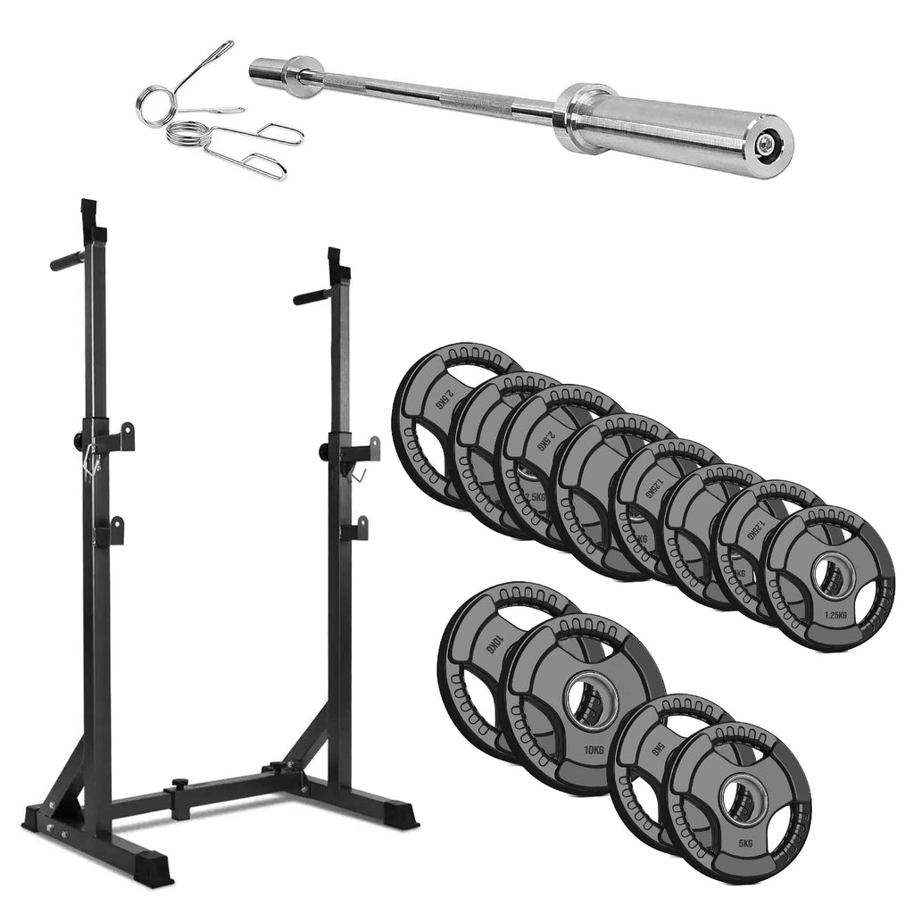 Heavy‑Duty Adjustable Half Squat Rack with Dip Station & Spotters, Reinforced Steel, 200 kg Capacity – Perfect for Home Gym Strength Training & Compact Spaces
