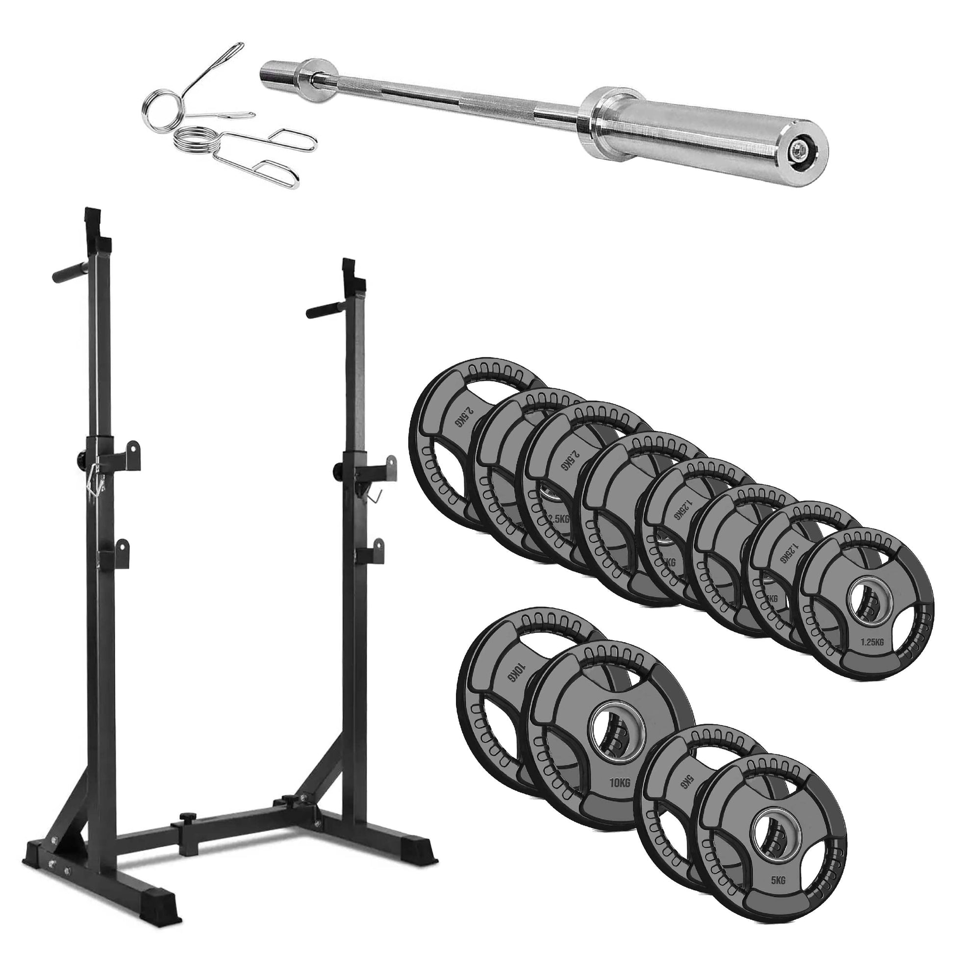 Heavy‑Duty Adjustable Half Squat Rack with Dip Station & Spotters, Reinforced Steel, 200 kg Capacity – Perfect for Home Gym Strength Training & Compact Spaces
