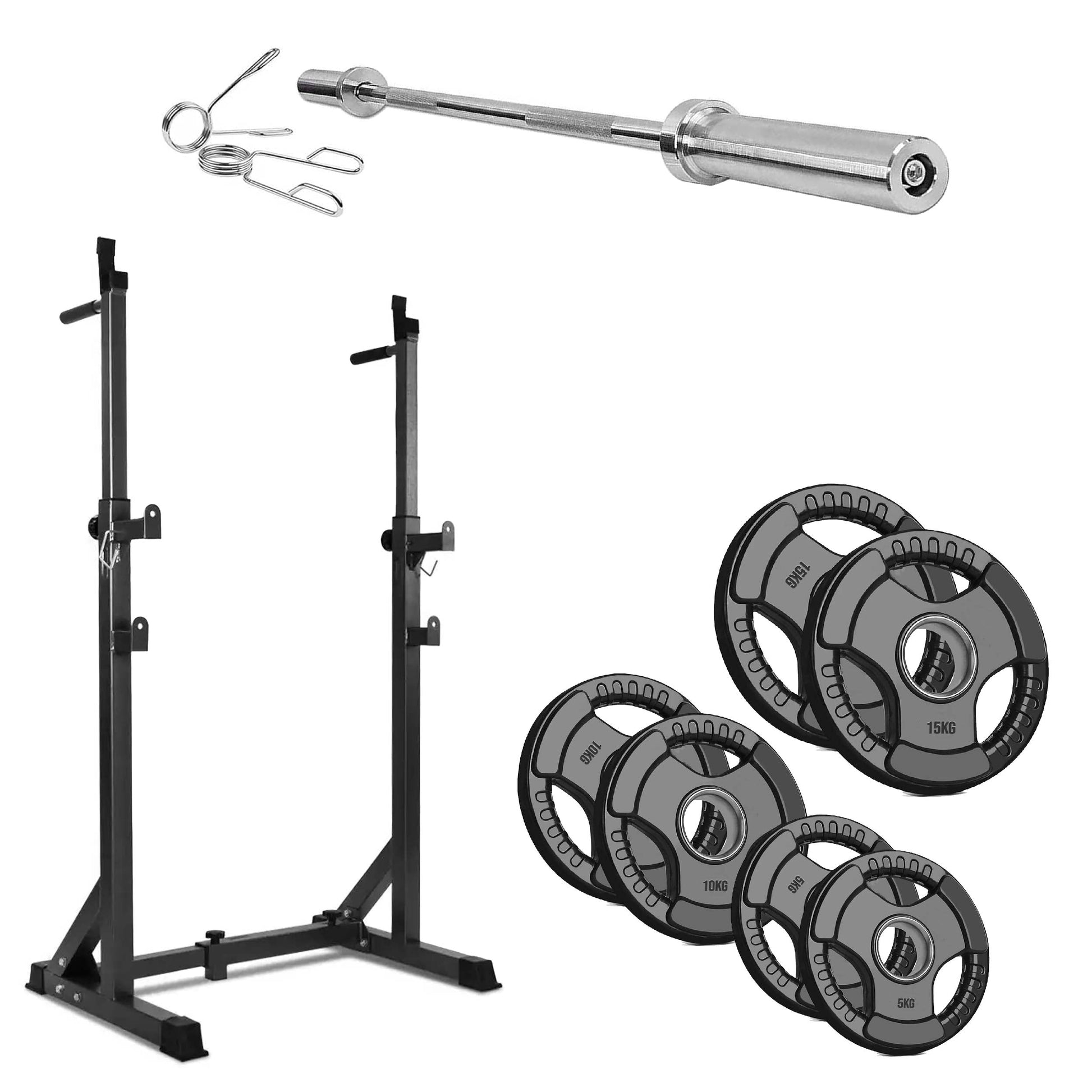 Heavy‑Duty Adjustable Half Squat Rack with Dip Station & Spotters, Reinforced Steel, 200 kg Capacity – Perfect for Home Gym Strength Training & Compact Spaces