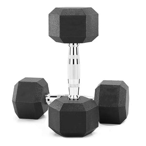Hex Dumbbells Pairs & Sets (2.5kg–60kg) – Rubber-Coated, Anti-Roll, Knurled Steel Grip – Strength Training Weights for Home Gym or Studio