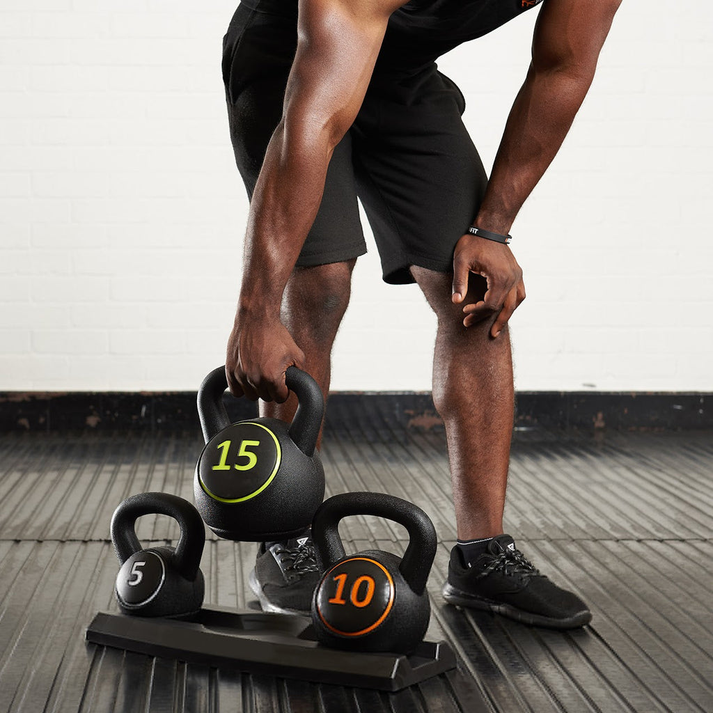 Total Body Kettlebell Kit – 3-Piece Set for Full-Range Strength, Cardio & Conditioning | Ergonomic Weights for Home & Gym Workouts | Durable & Balanced Design