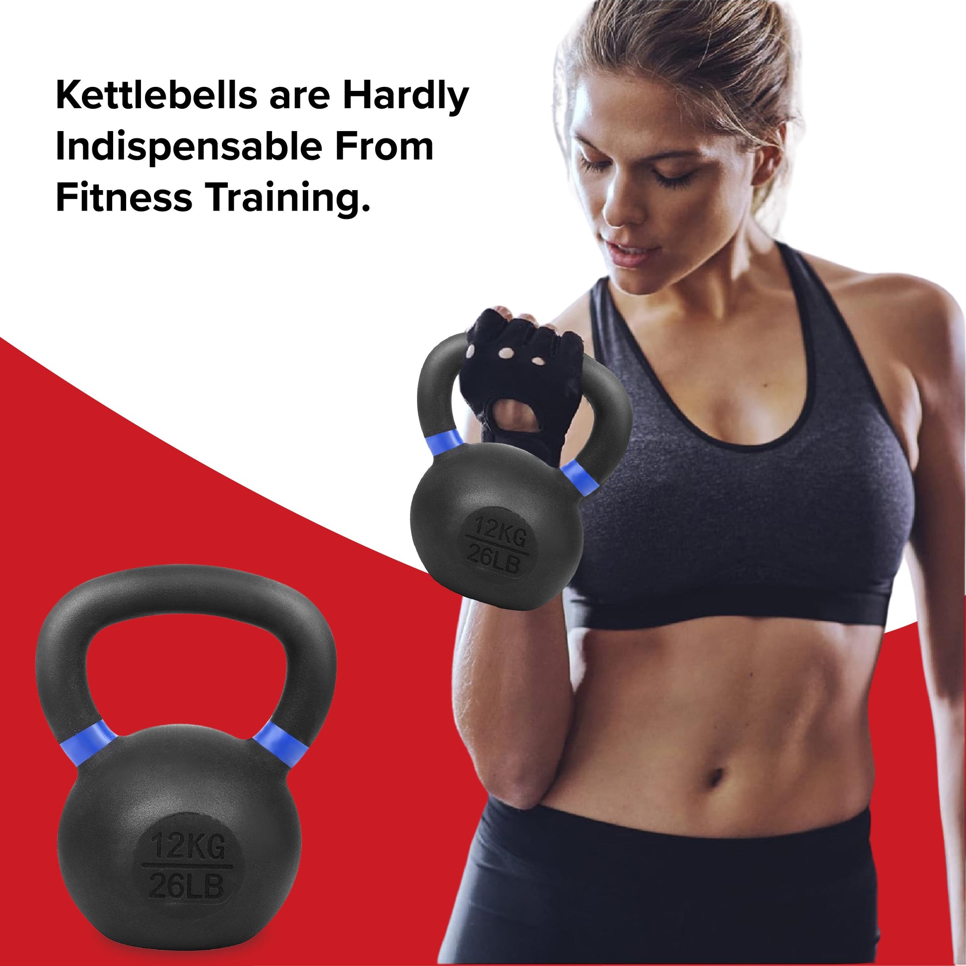 Ultimate Home Gym Kettlebell – Solid Cast Iron, Powder-Coated Grip, Anti-Roll Base, Ideal for Strength Training & Functional Fitness Spaces