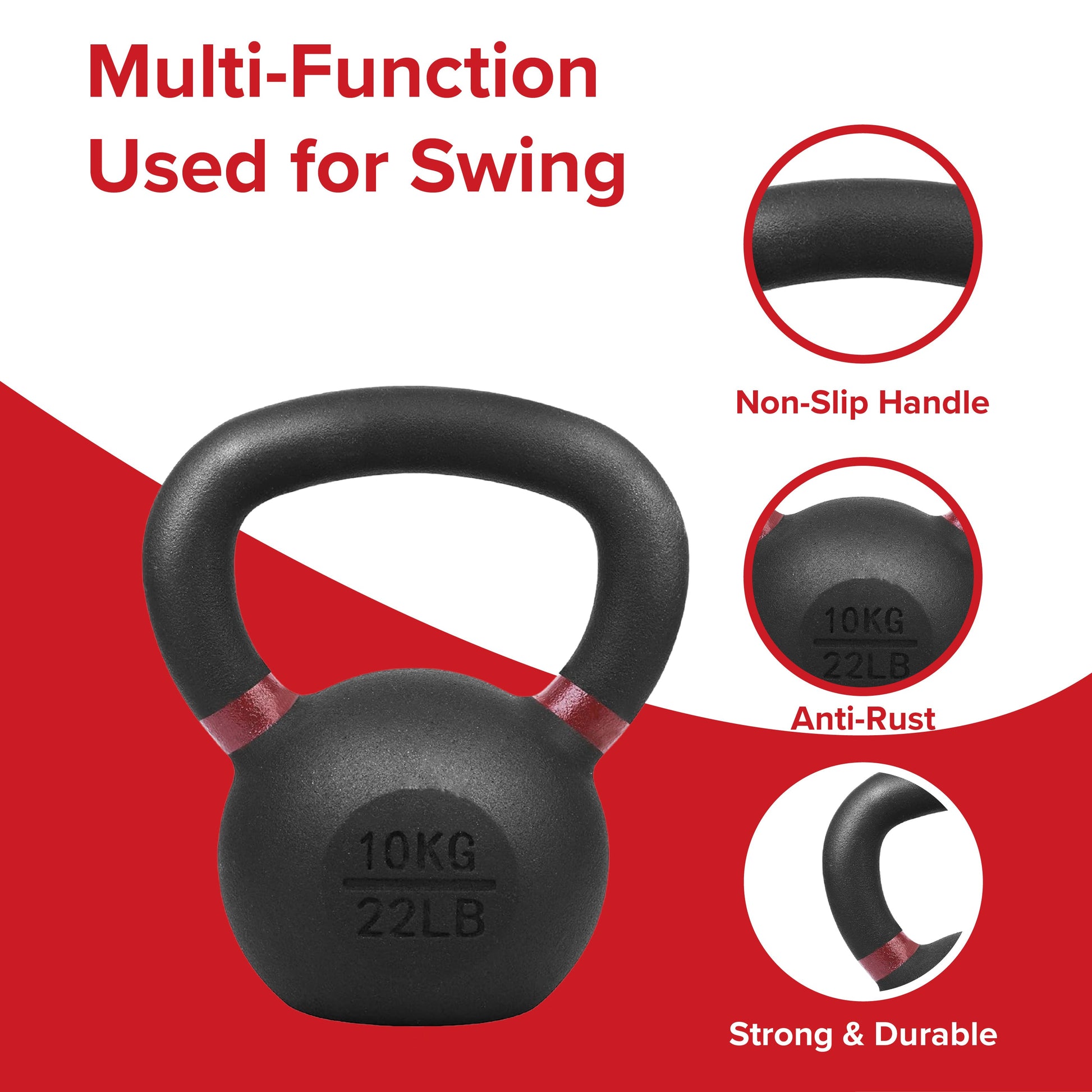 Ultimate Home Gym Kettlebell – Solid Cast Iron, Powder-Coated Grip, Anti-Roll Base, Ideal for Strength Training & Functional Fitness Spaces